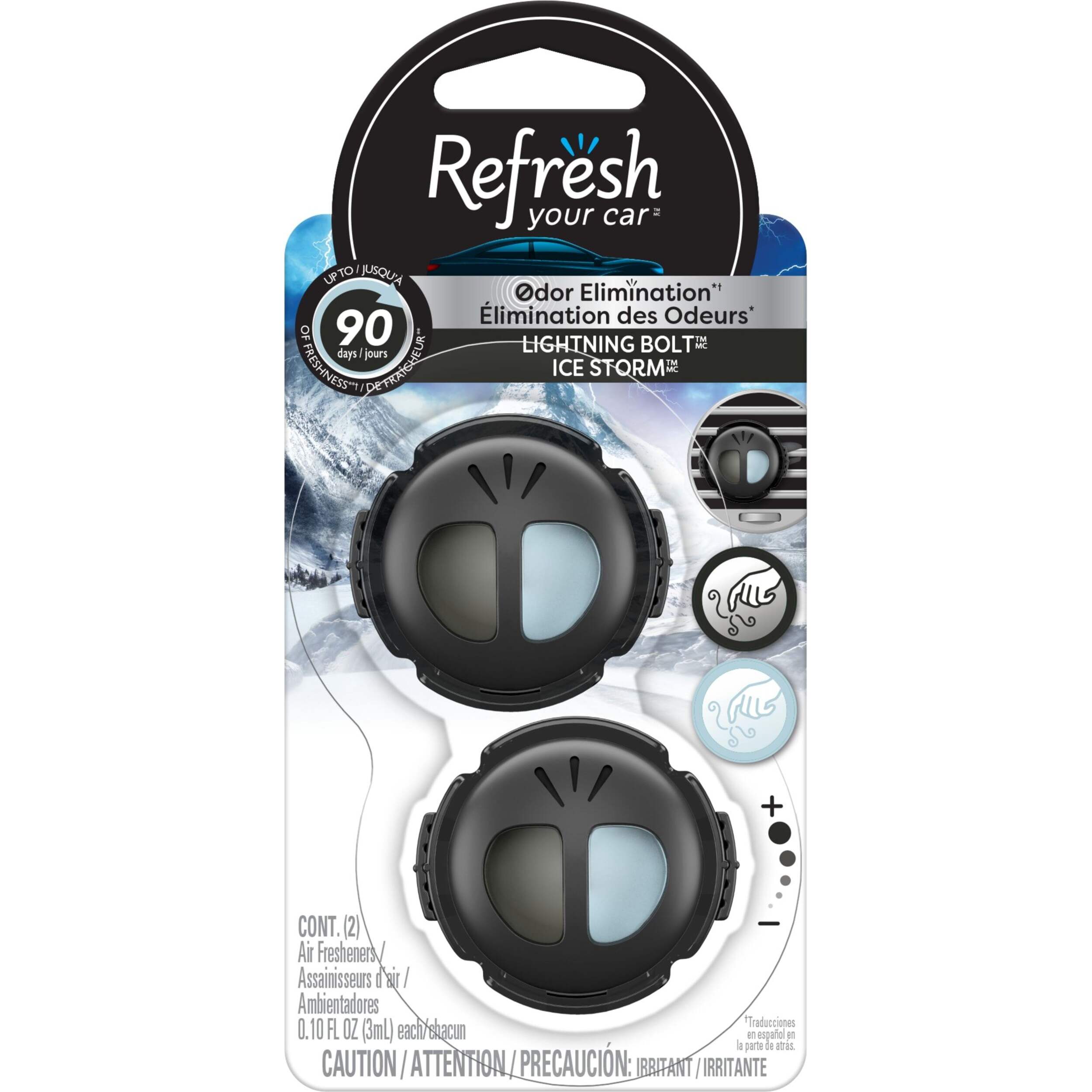Refresh Mini Dual Air Freshener, Midnigtht Black, Ice Storm, 2-pk Front_Flat