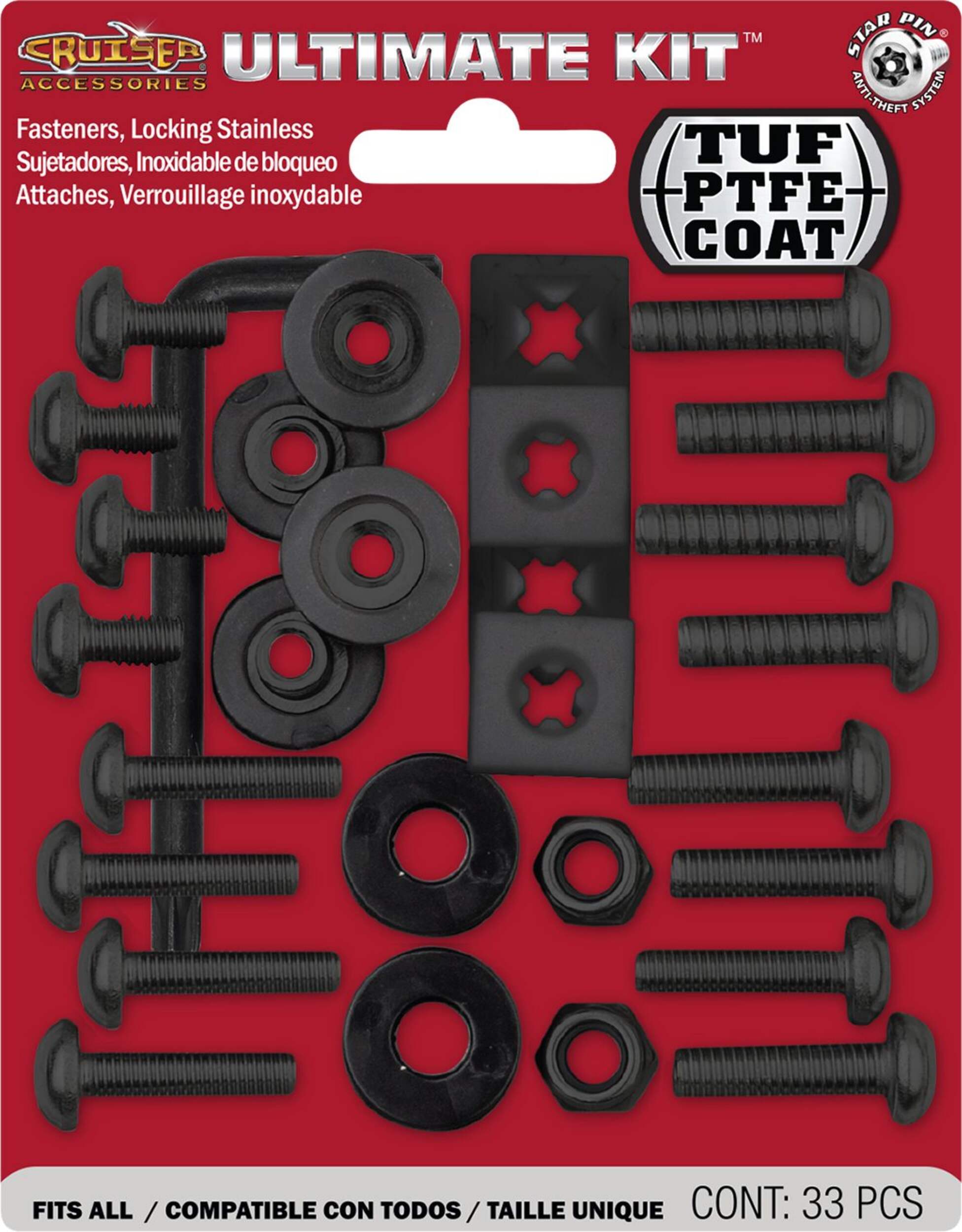 Cruiser License Plate Fastener Kit, Black Front_Flat