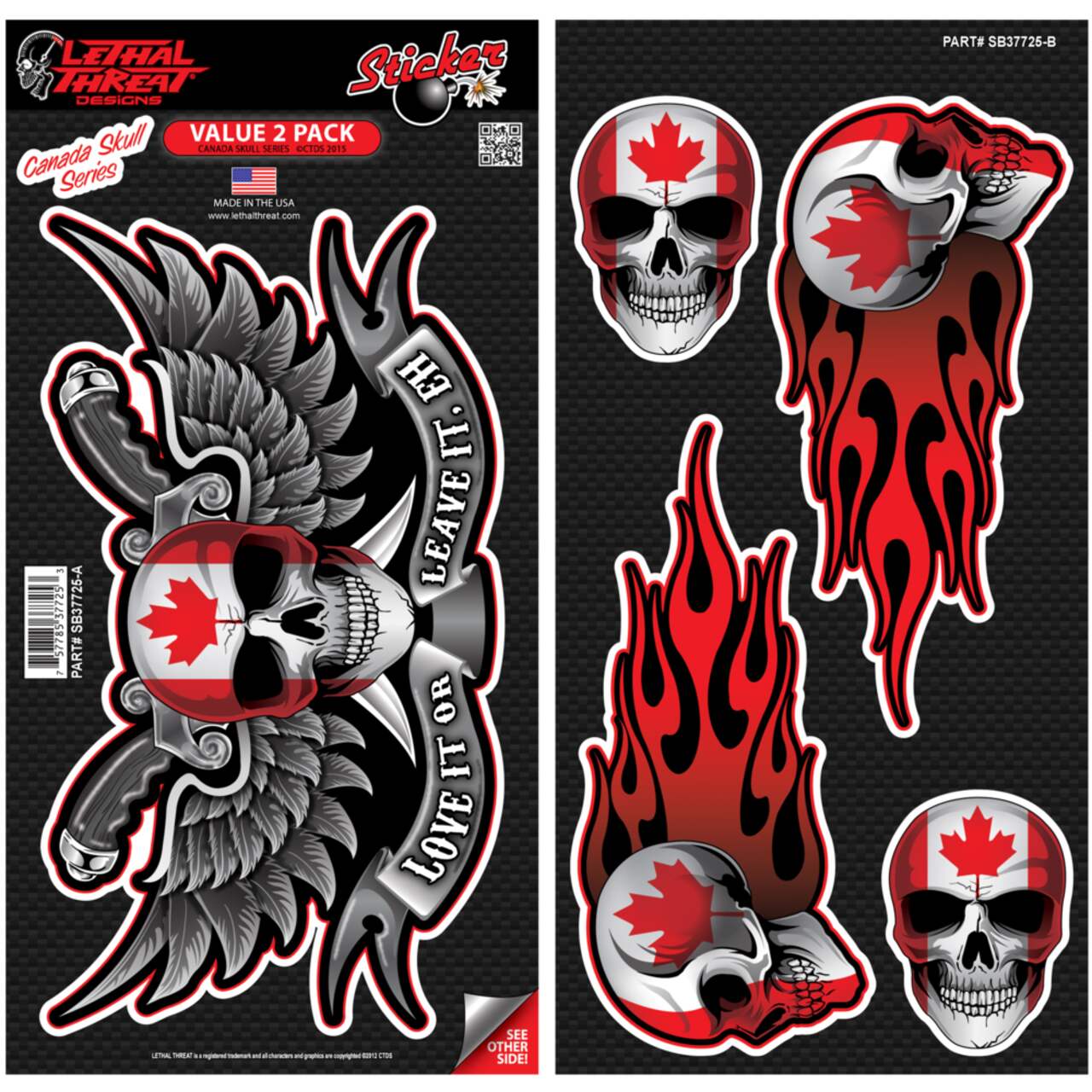 (2 Pack) Lethal Threat Hot Rod Metal Flame Sticker Decal Set Easy Peek &  Stick