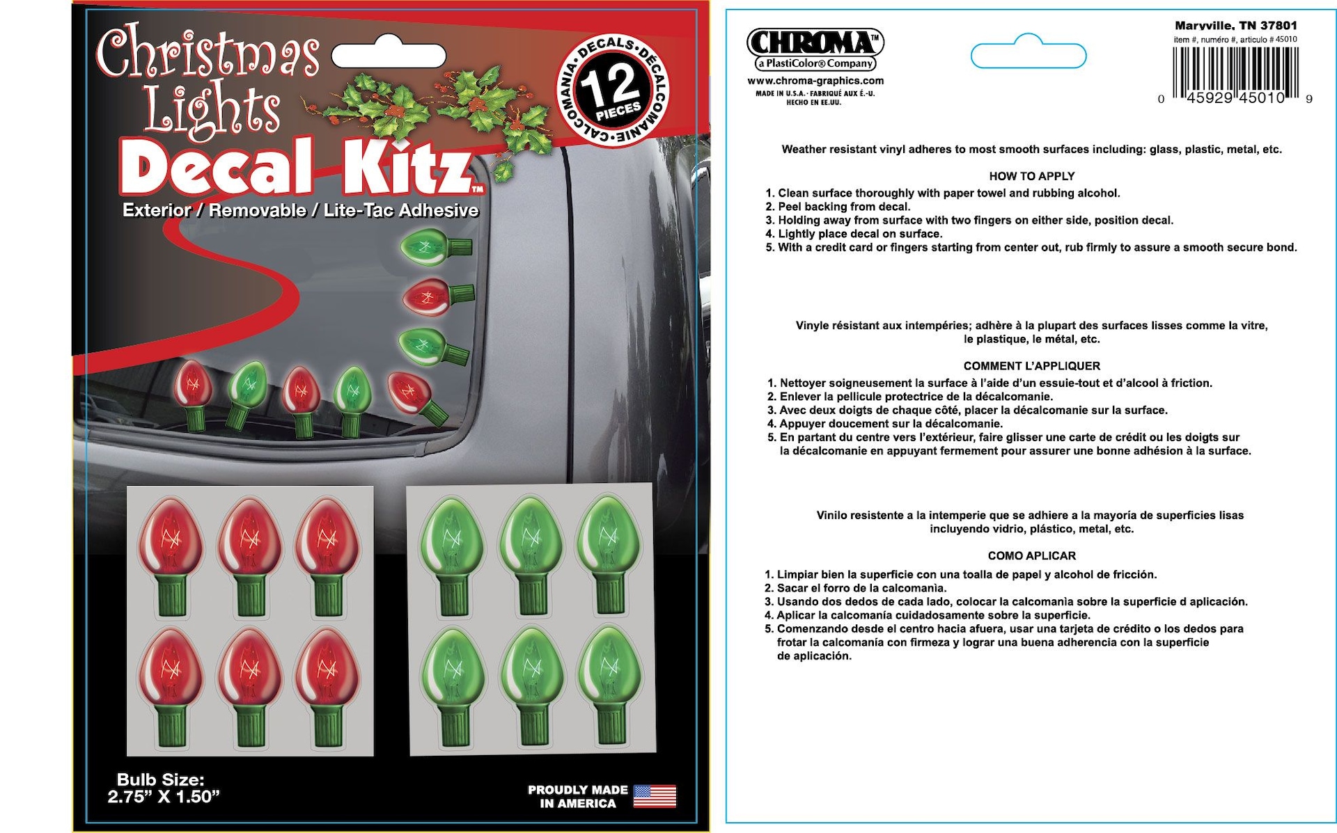 Chroma Christmas Lights Car Decal Kits, 12pc Canadian Tire