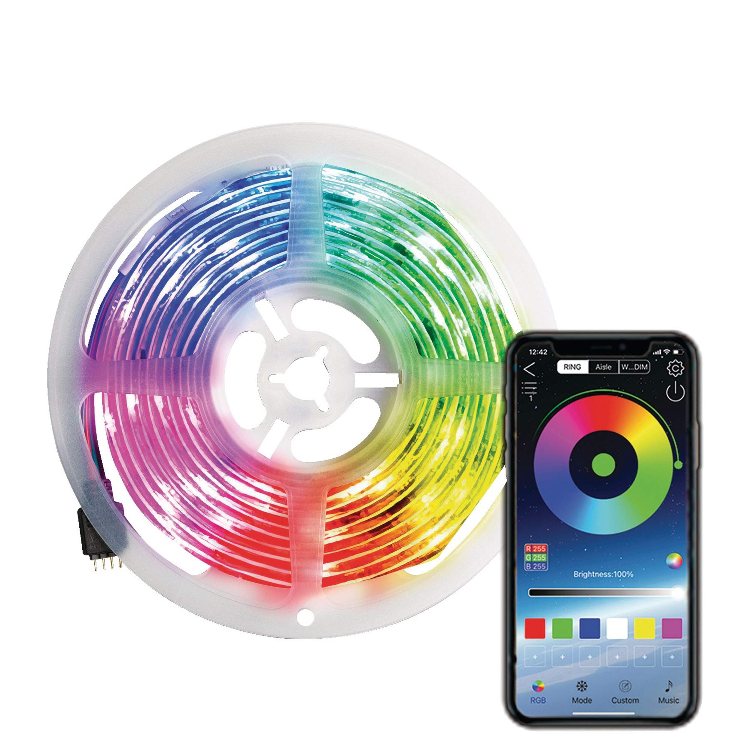 Merkury USB RGB LED Light Strip with Bluetooth, 13-ft Composite_or_Mixed