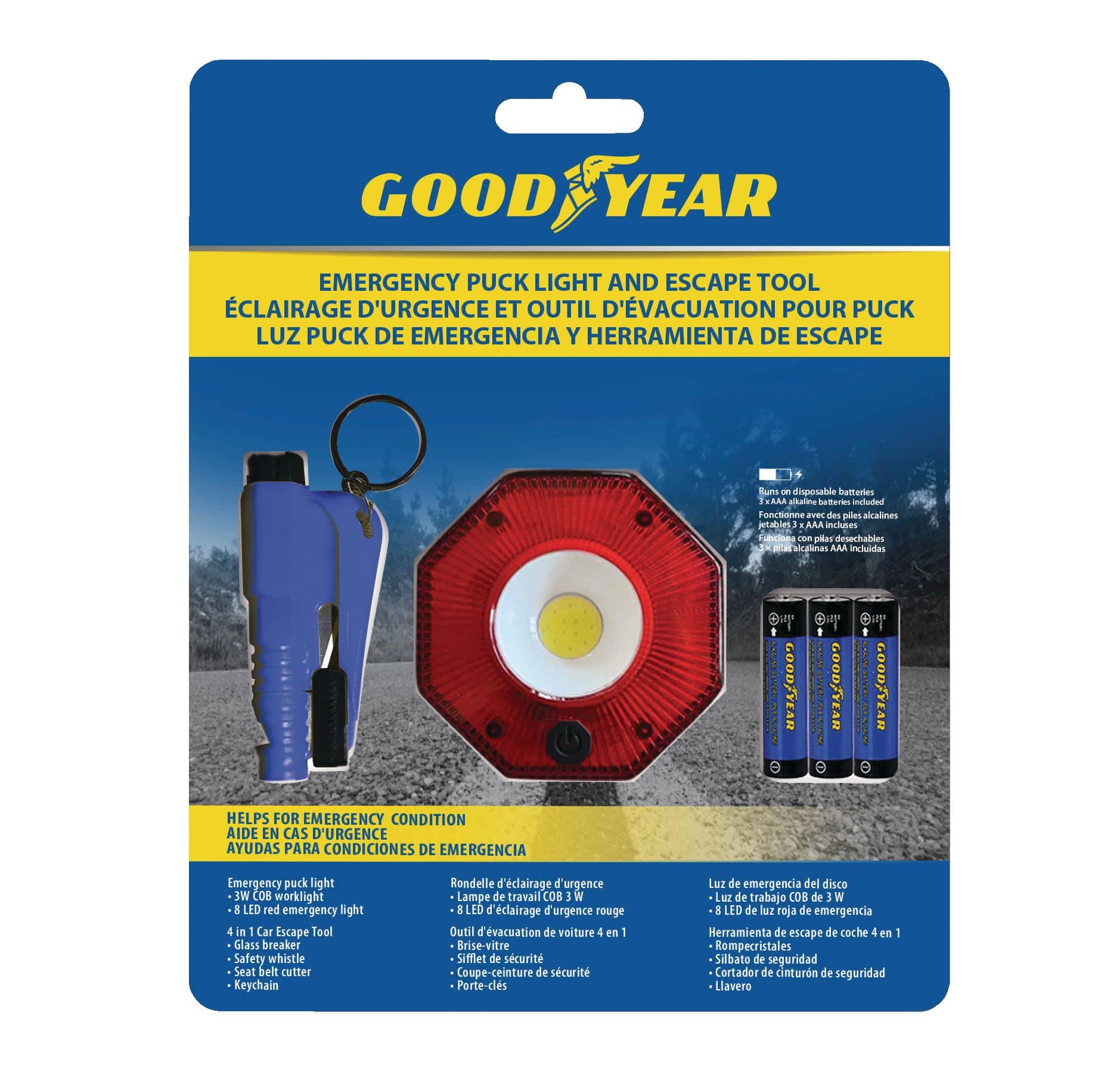 Goodyear Roadside Emergency Puck Light & Escape Tool