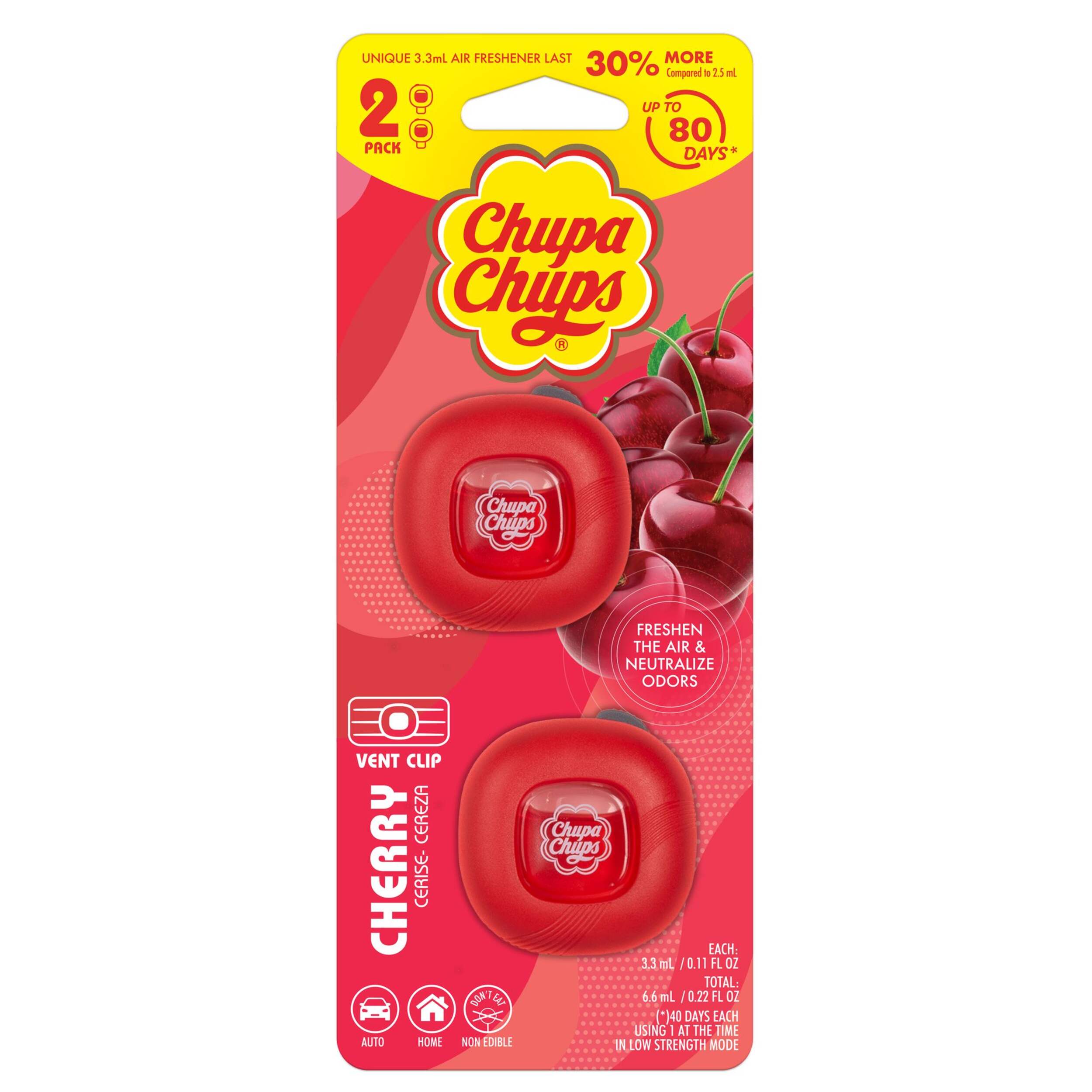 Chupa Chups Vent Clip Air Fresheners for Auto/Home, 2-pc Front_Flat