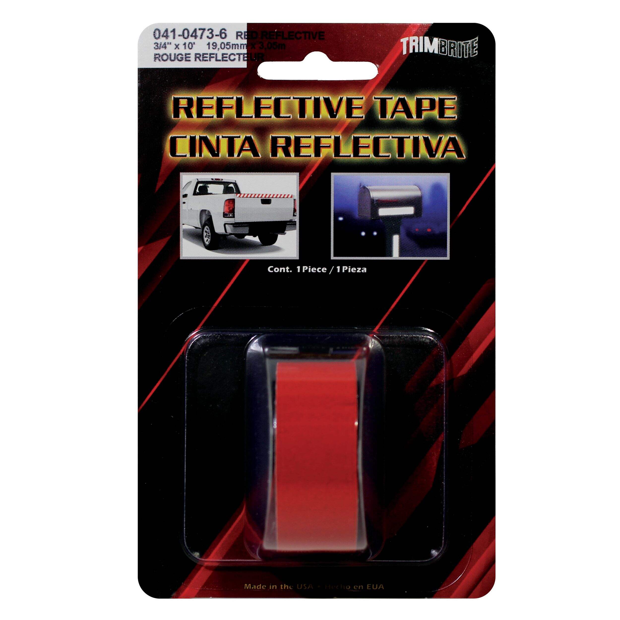 Trimbrite Reflective Tape, Red, 3/4-in x 10-ft Front_Flat