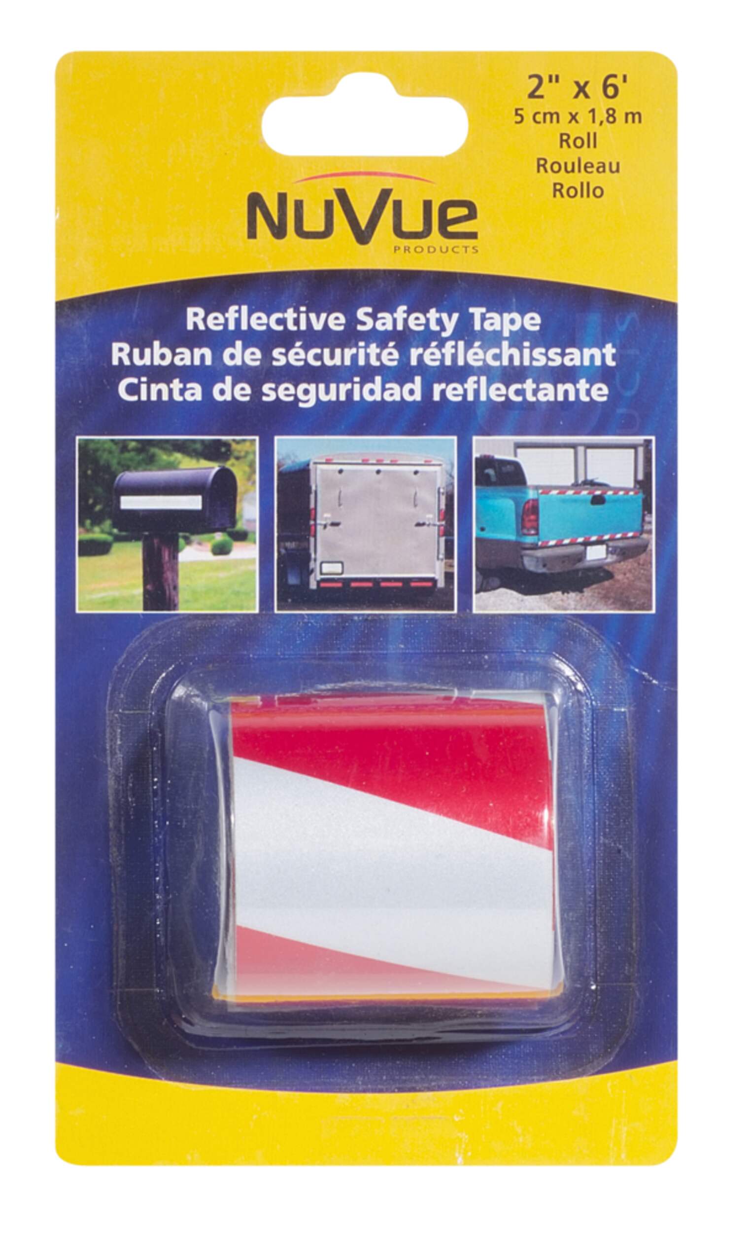 NuVue Barrel Stripe Reflective Tape Roll, Red/White, 6-ft Front_Flat