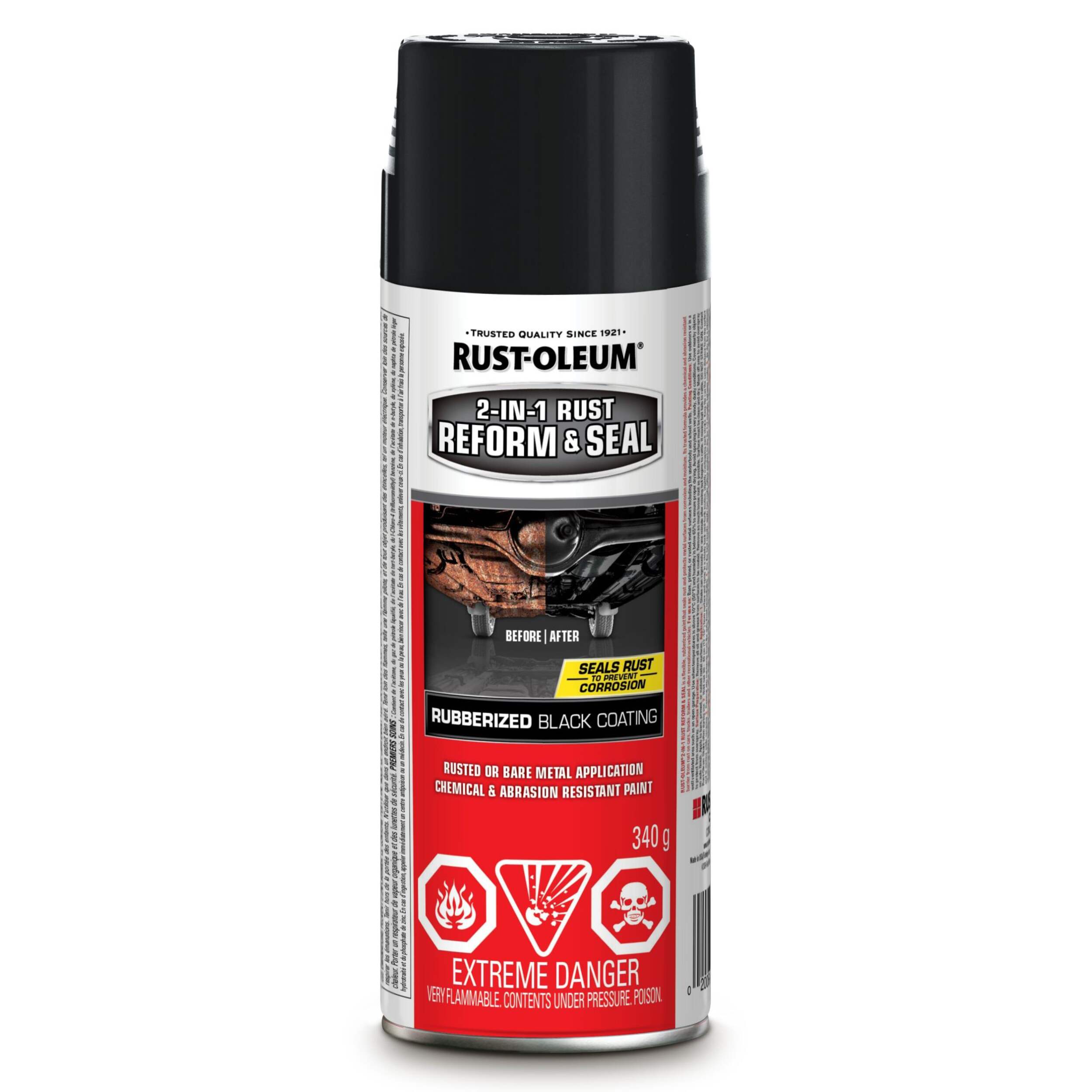 Rust-Oleum® Rust Reformer Aerosol Spray Paint, Flat Black, 340-g Front_Elevated