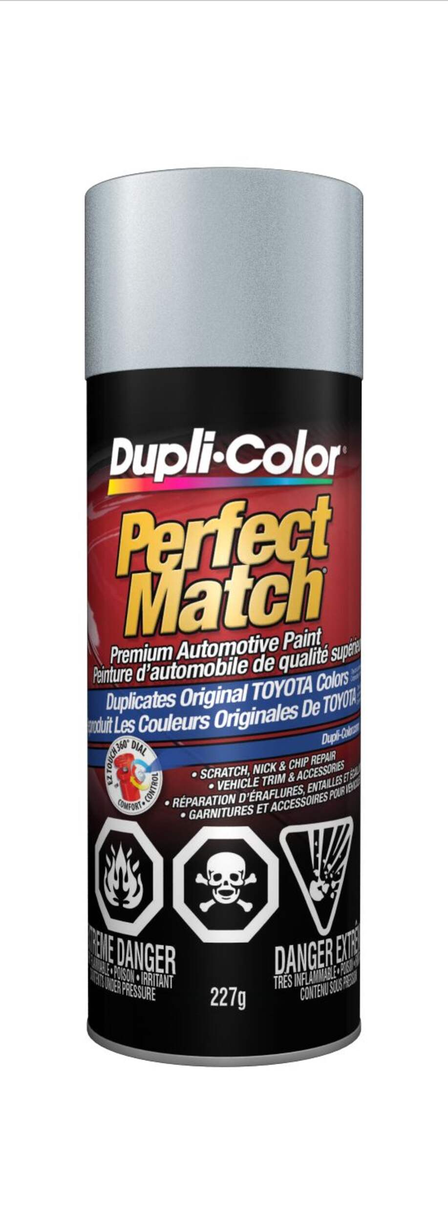 Peinture laque acrylique en aérosol pour automobile de qualité supérieure Dupli-Color Perfect Match, mica argent classique, 227 g Front_Flat