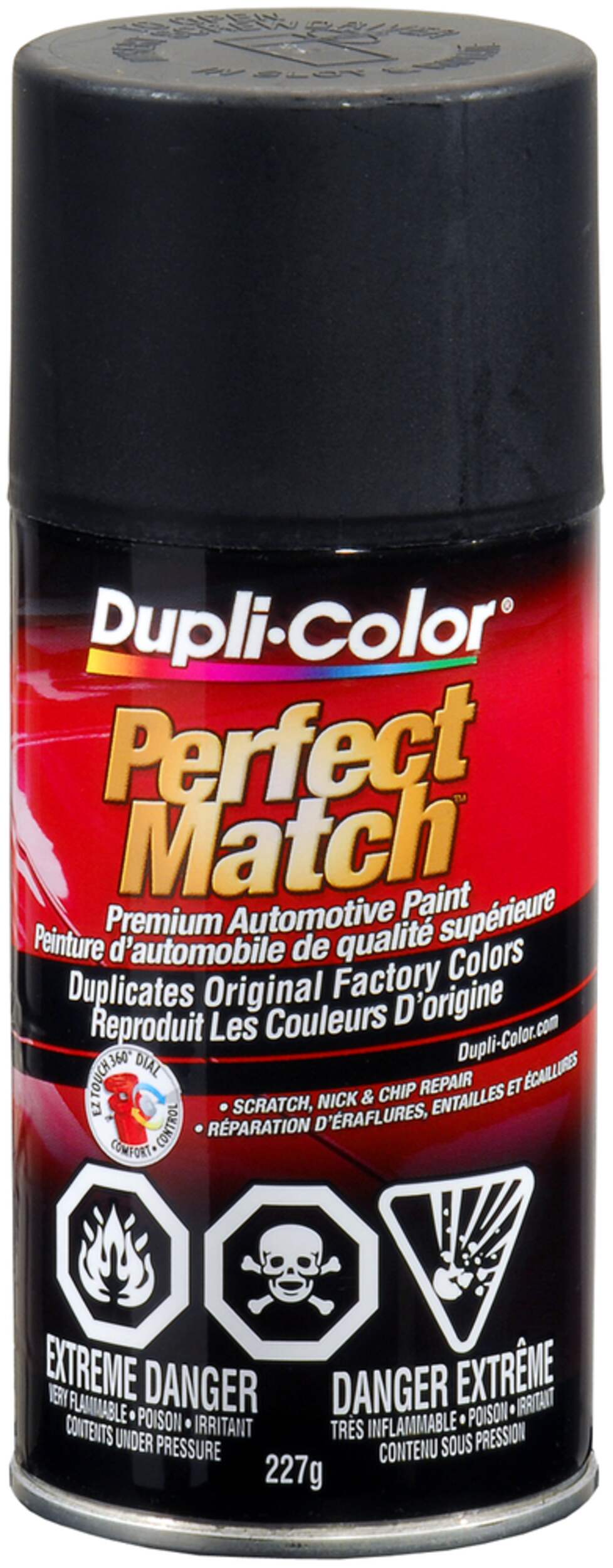 Dupli-Color Perfect Match Premium Acrylic Lacquer Automotive Aerosol Spray Paint, Flat Black, 227g Front_Elevated