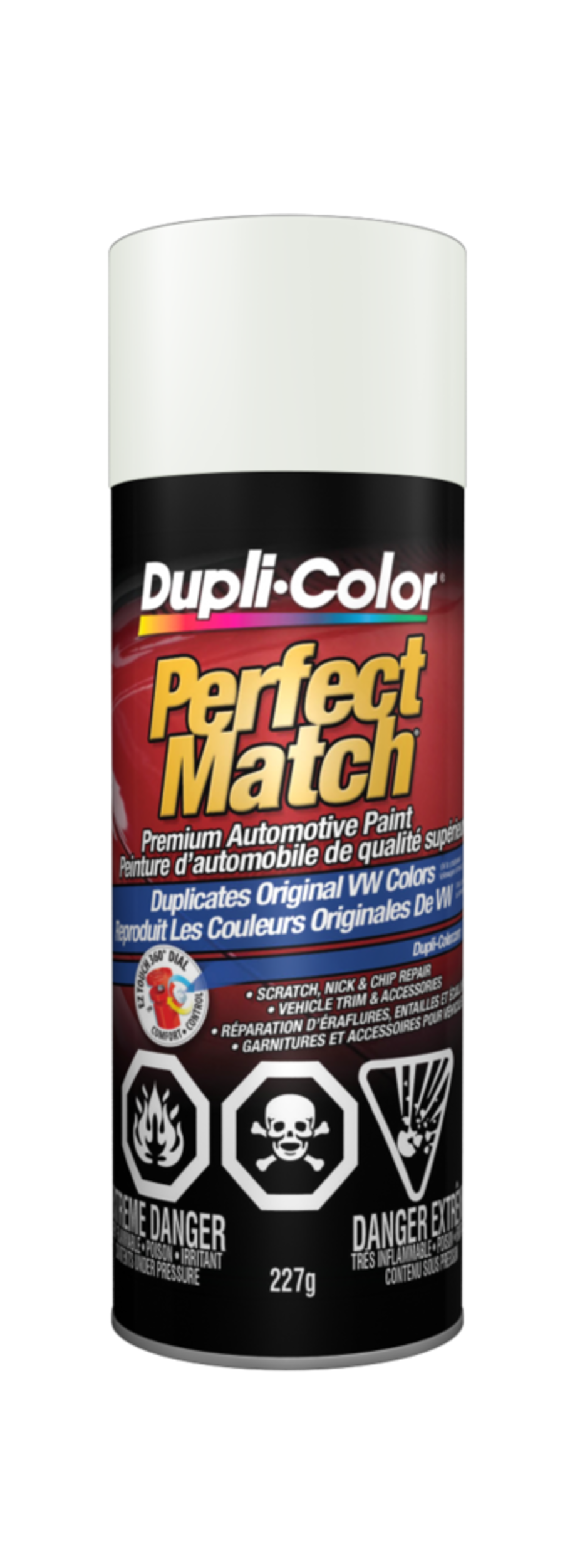 Dupli-Color Perfect Match Premium Acrylic Lacquer Automotive Aerosol Spray Paint, Candy White, 227g Front_Flat