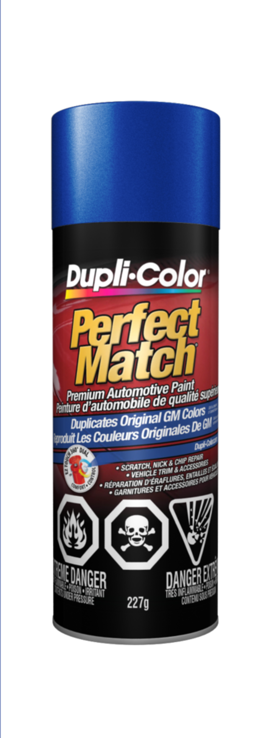 Dupli-Color Perfect Match Premium Acrylic Lacquer Automotive Aerosol Spray Paint, Bright Blue Metallic, 227g Front_Flat