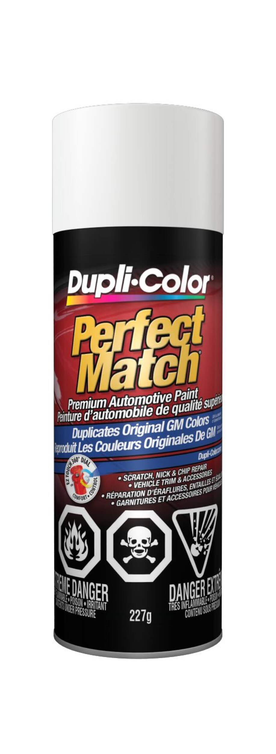 Peinture laque acrylique en aérosol pour automobile de qualité supérieure Dupli-Color Perfect Match, blanc fantôme, 227 g Front_Flat