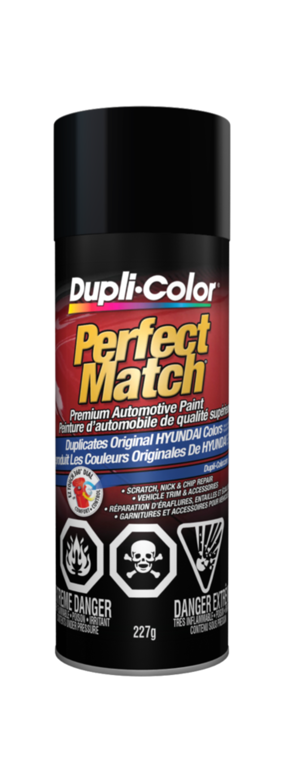 Peinture laque acrylique en aérosol pour automobile de qualité supérieure Dupli-Color Perfect Match, noir, 227 g Front_Flat