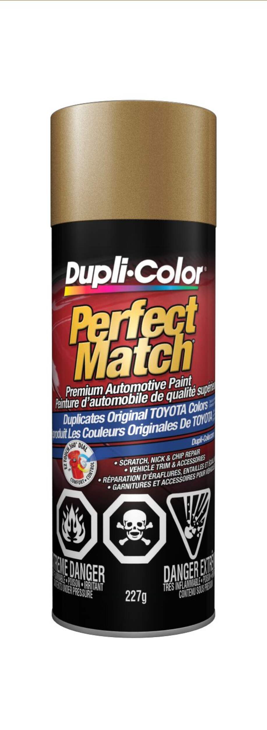 Peinture laque acrylique en aérosol pour automobile de qualité supérieure Dupli-Color Perfect Match, beige clair métallisé, 227 g Front_Flat