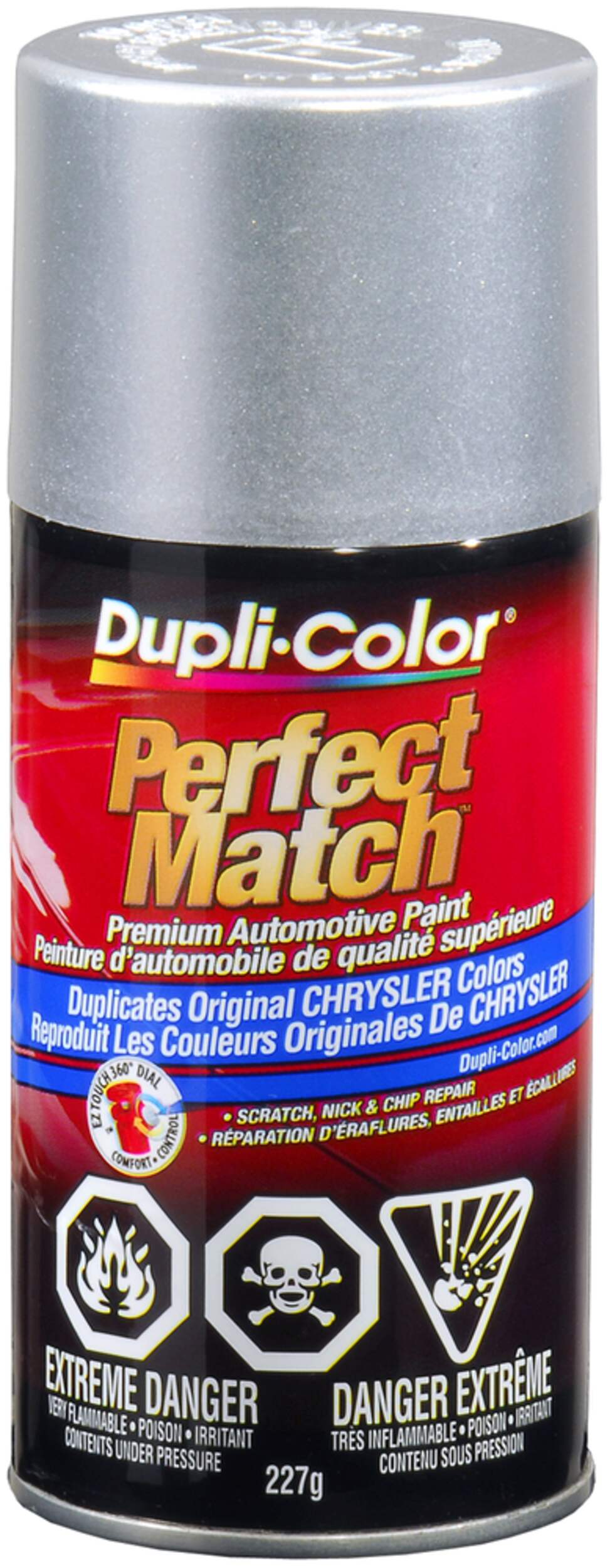 Peinture laque acrylique en aérosol pour automobile de qualité supérieure Dupli-Color Perfect Match, argent brillant métallisé, 227 g Front_Elevated