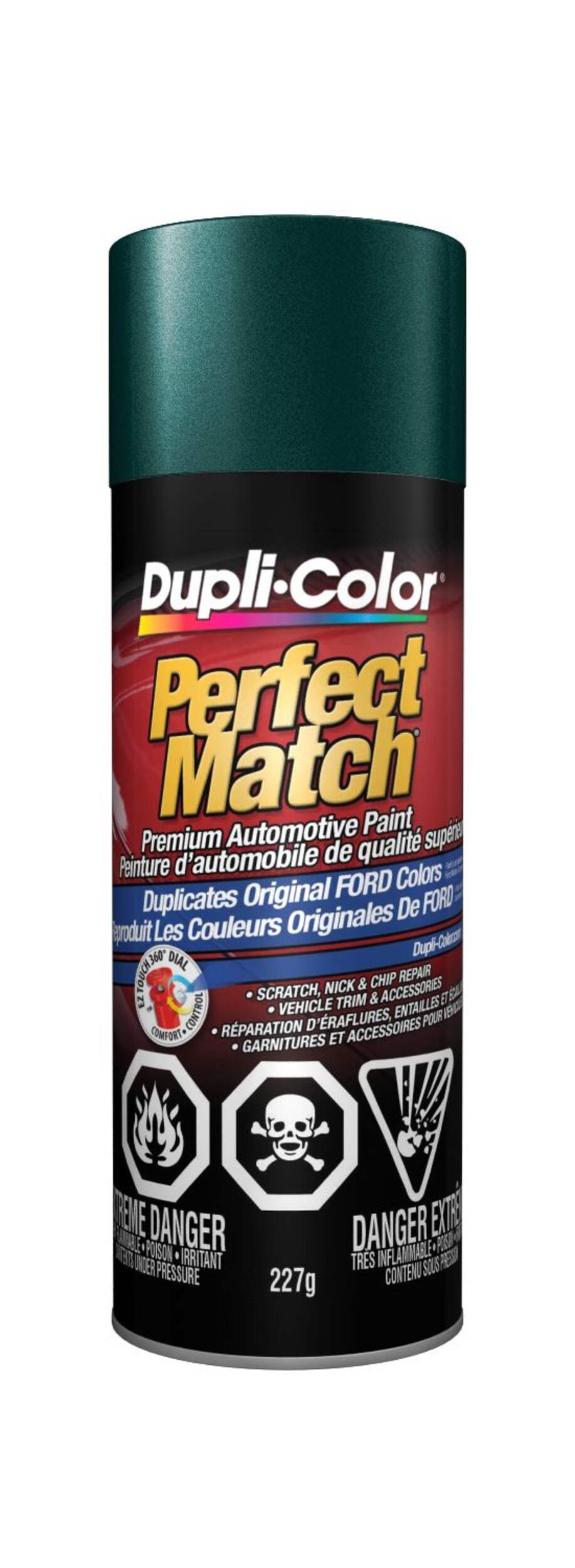 Peinture laque acrylique en aérosol pour automobile de qualité supérieure Dupli-Color Perfect Match, vert Amazone métallisé, 227 g Front_Flat