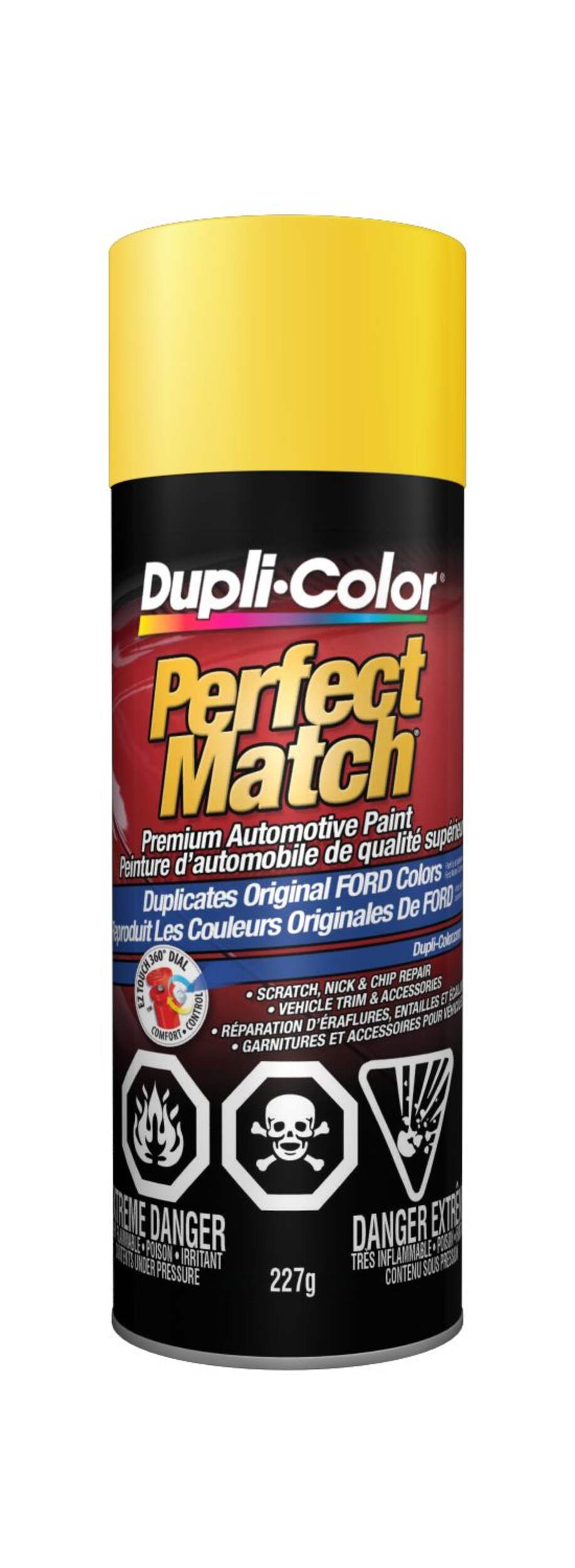 Dupli-Color Perfect Match Premium Acrylic Lacquer Automotive Aerosol Spray Paint, Chrome Yellow, 227g Front_Flat