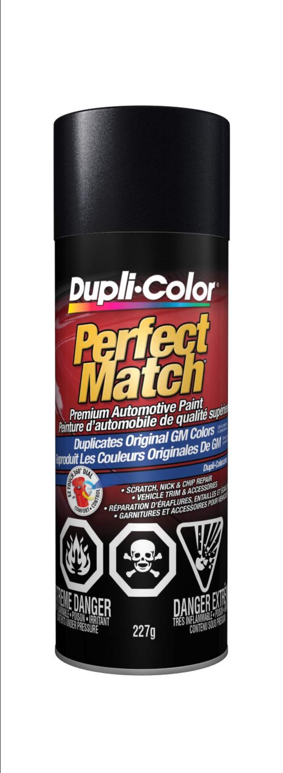 Peinture laque acrylique en aérosol pour automobile de qualité supérieure Dupli-Color Perfect Match, noir métallique (14, WA 8767), 227 g Front_Flat