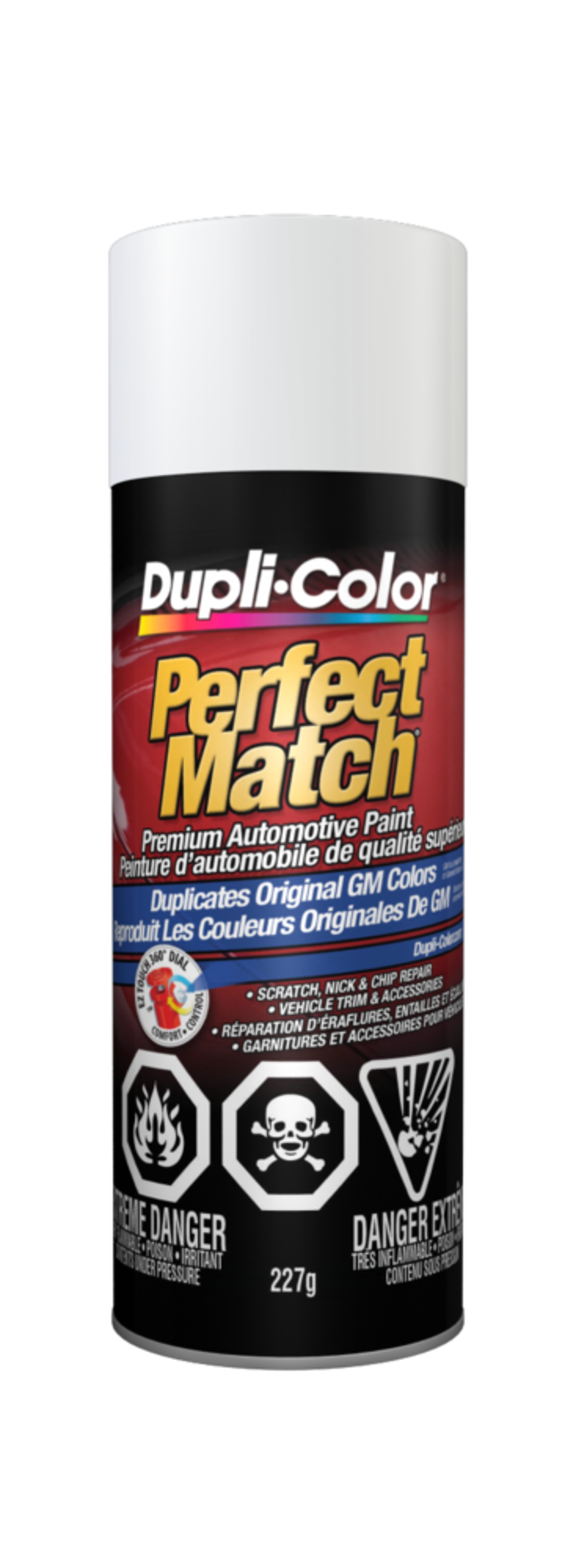 Peinture laque acrylique en aérosol pour automobile de qualité supérieure Dupli-Color Perfect Match, blanc olympique (50, WA 8624), 227 g Front_Flat