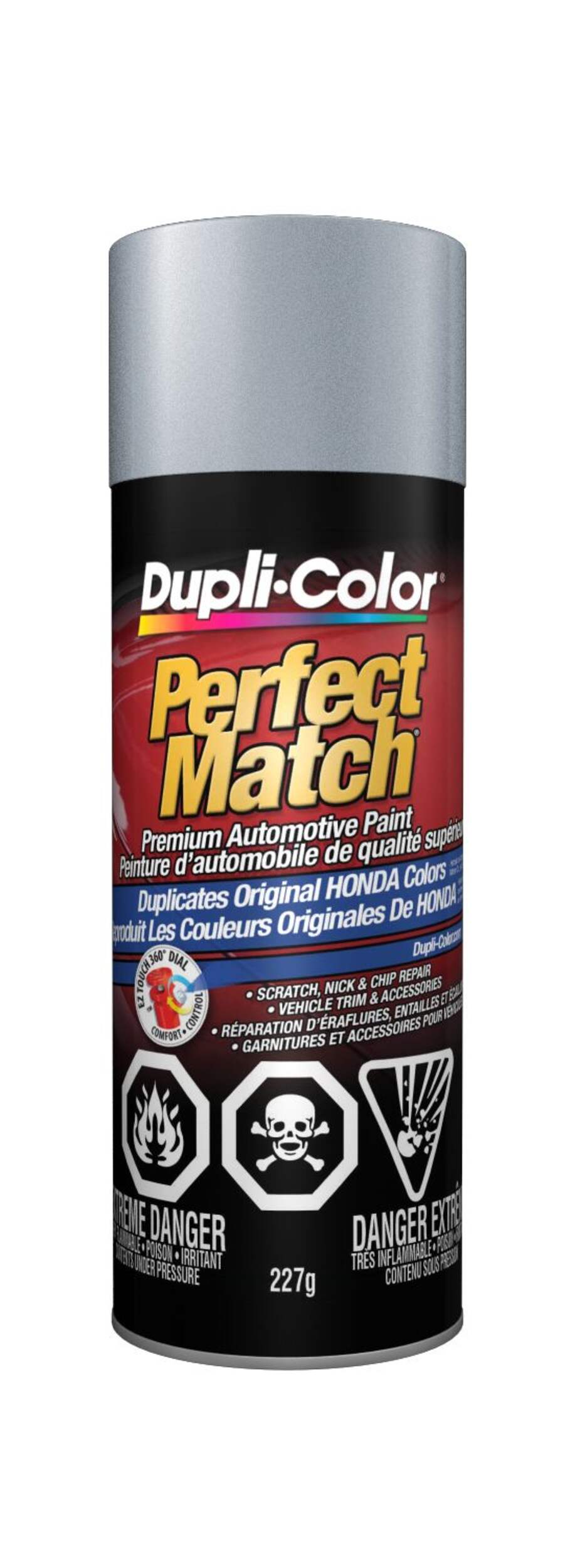 Dupli-Color Perfect Match Premium Acrylic Lacquer Automotive Aerosol Spray Paint, Arctic Silver Metallic (NH79M), 227-g Front_Flat