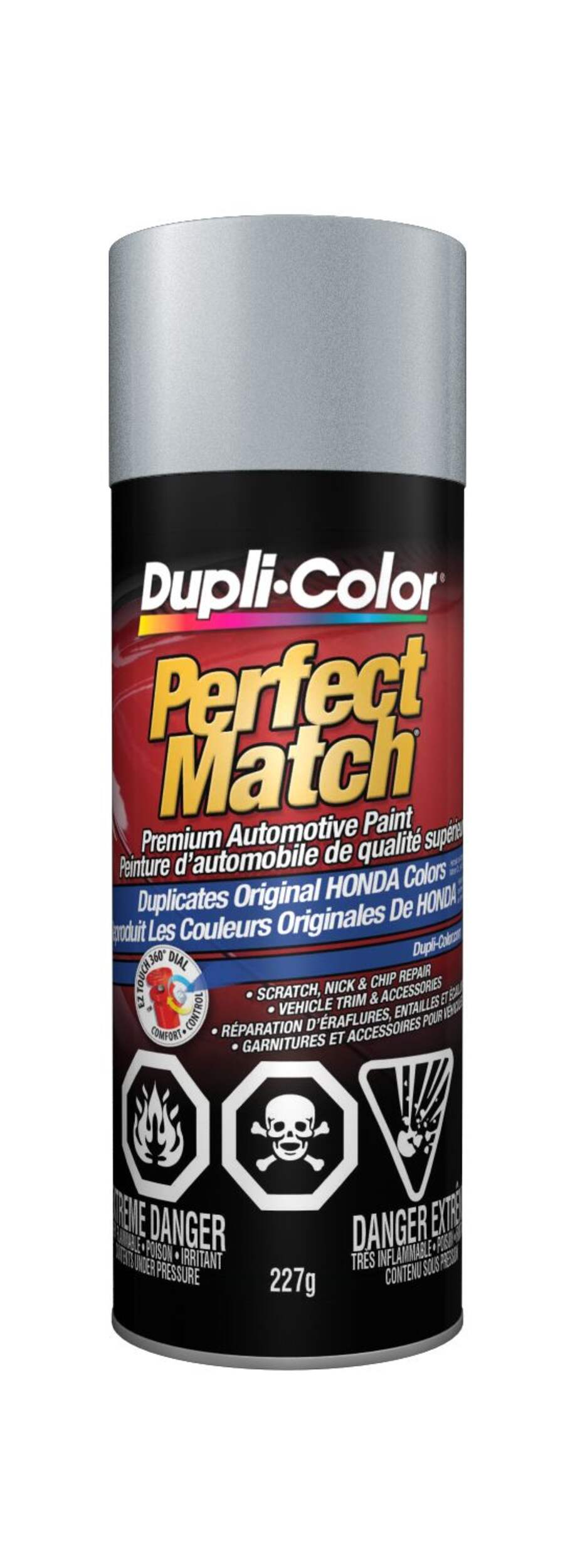 Dupli-Color Perfect Match Premium Acrylic Lacquer Automotive Aerosol Spray Paint, Silver Pearl Metallic (NH678M), 227-g Front_Flat