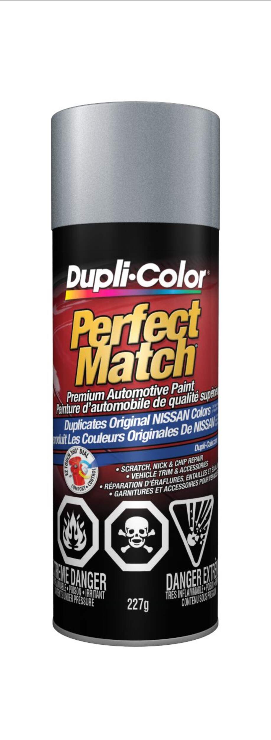 Dupli-Color Perfect Match Premium Acrylic Lacquer Automotive Aerosol Spray Paint, Silver, 227g Front_Flat