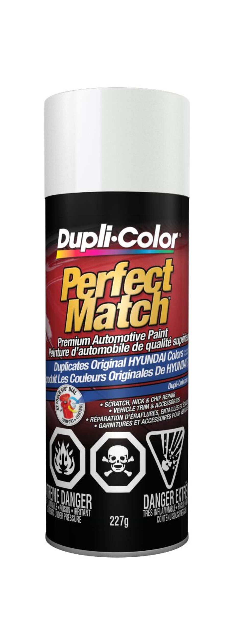 Peinture laque acrylique en aérosol pour automobile de qualité supérieure Dupli-Color Perfect Match, blanc poudre, 227 g Front_Flat
