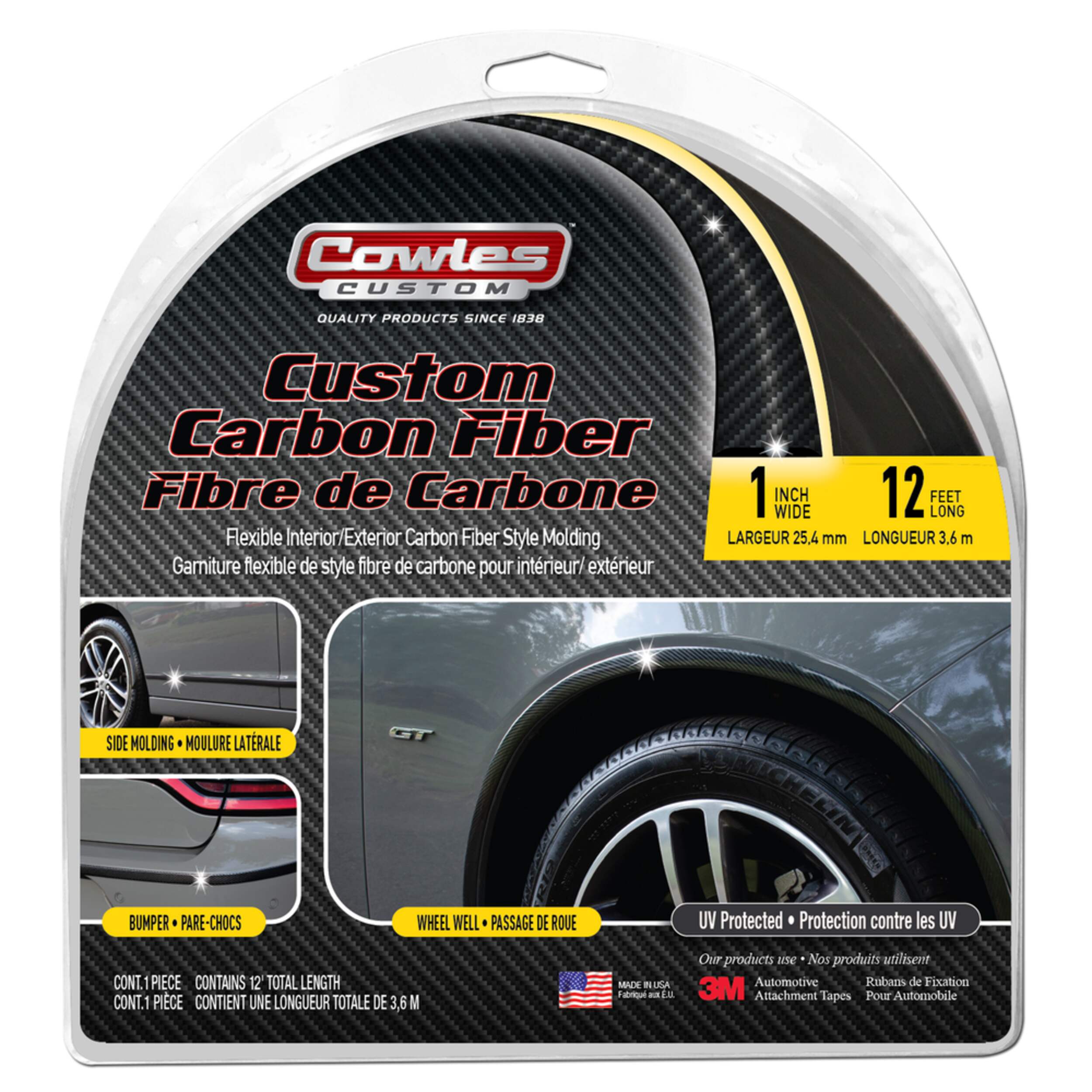 Cowles Custom S37795 Carbon Fiber Style Body Molding, 1-in x 12-ft Front_Flat