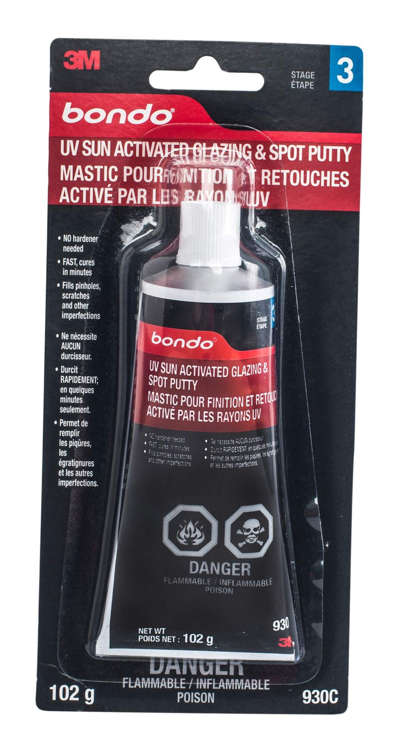 Bondo UV Sun Activated Glazing and Spot Putty, 3.5-oz Front_Flat