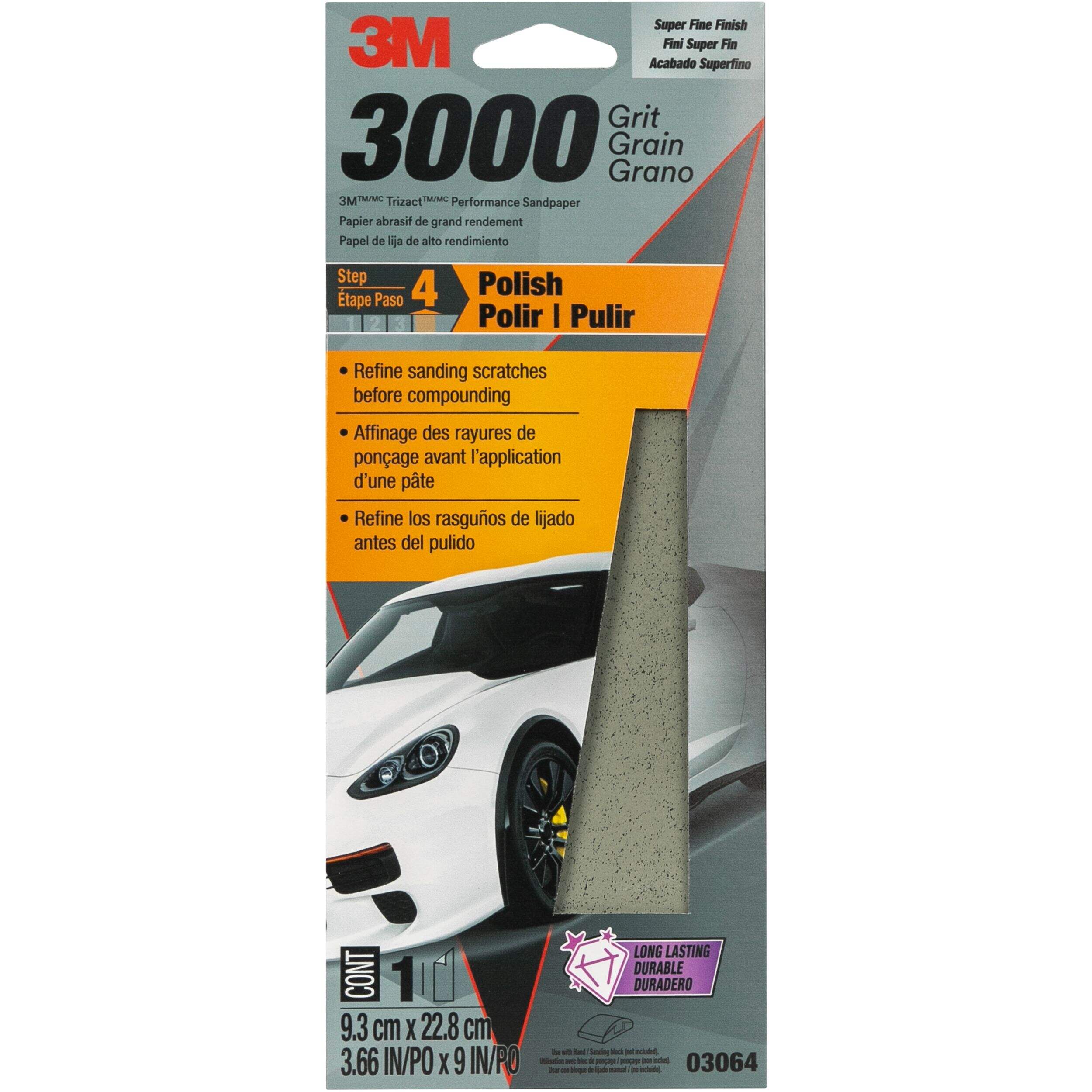 3M Trizact Performance Sandpaper, 3000 Grit Front_Flat