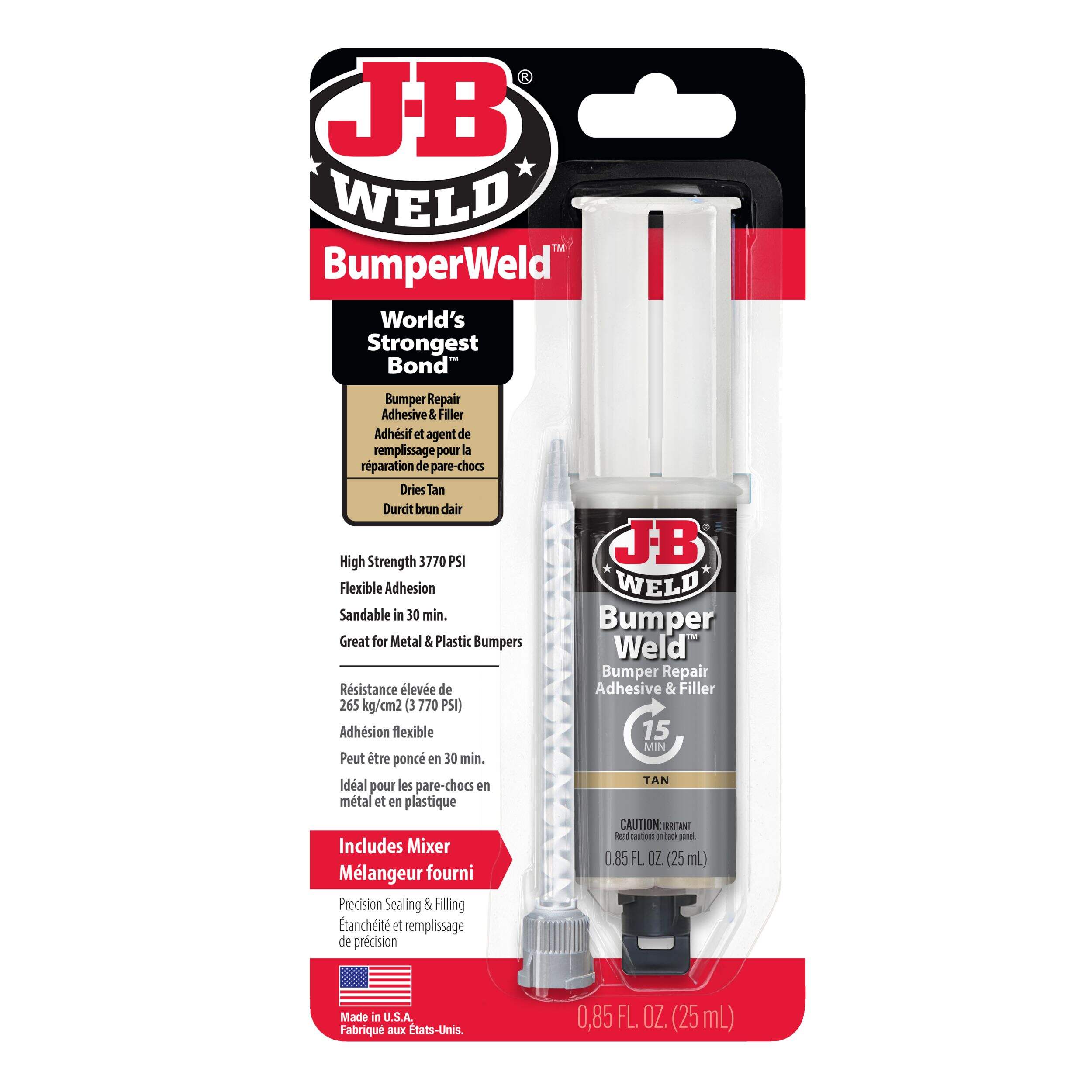 J-B Weld BumperWeld Bumper Repair Adhesive & Filler, Tan, 25-ml Front_Flat