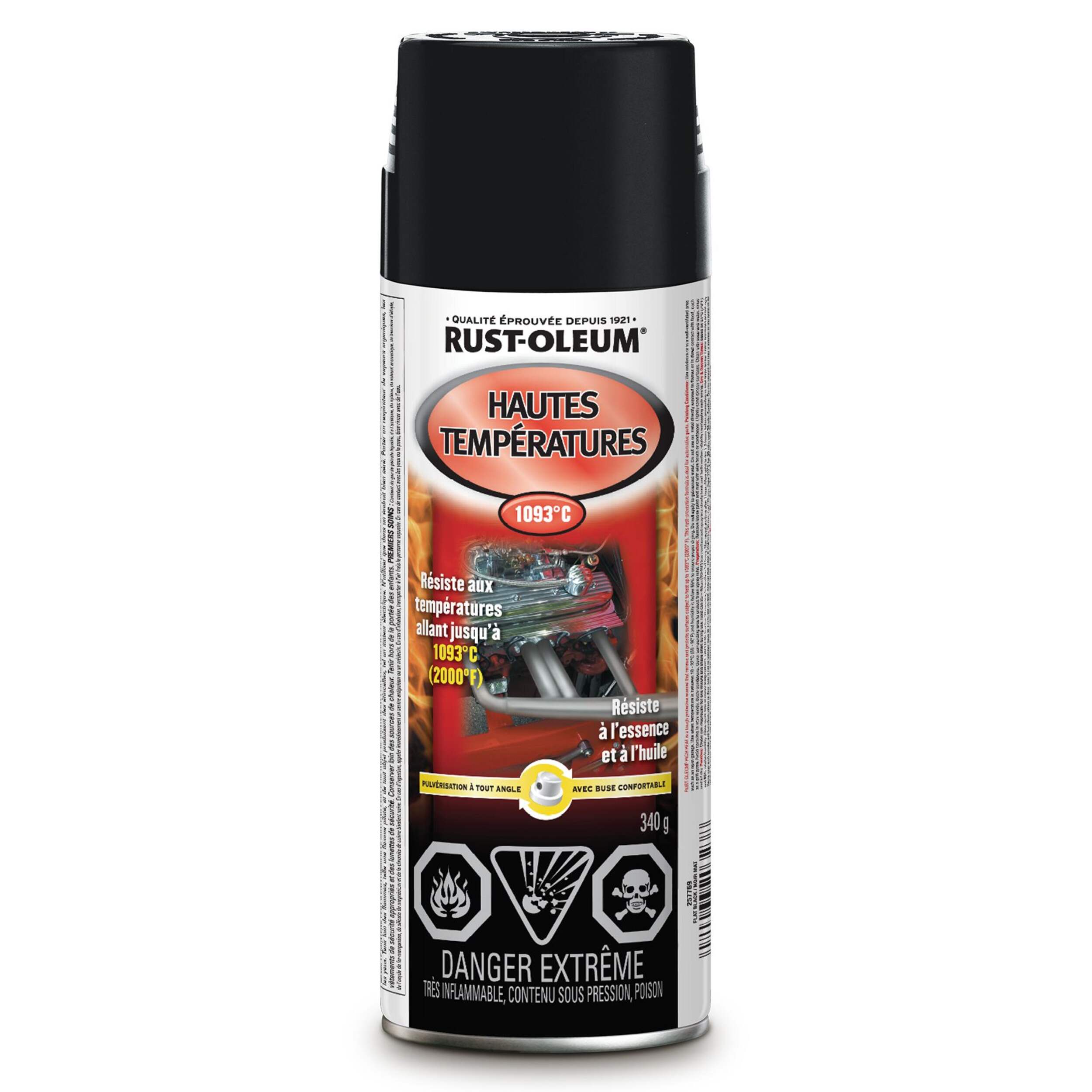 Émail résistant aux gaz et à l'huile haute température Rust-Oleum, noir, 340 g Front_Flat