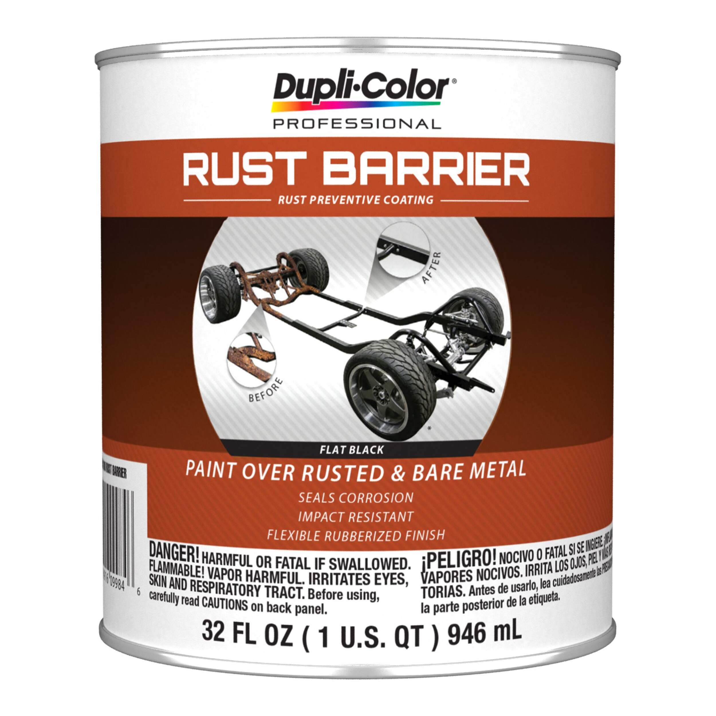 Dupli-Color Rust Barrier Rust Preventive Coating, Flat Black, 946-ml Front_Flat
