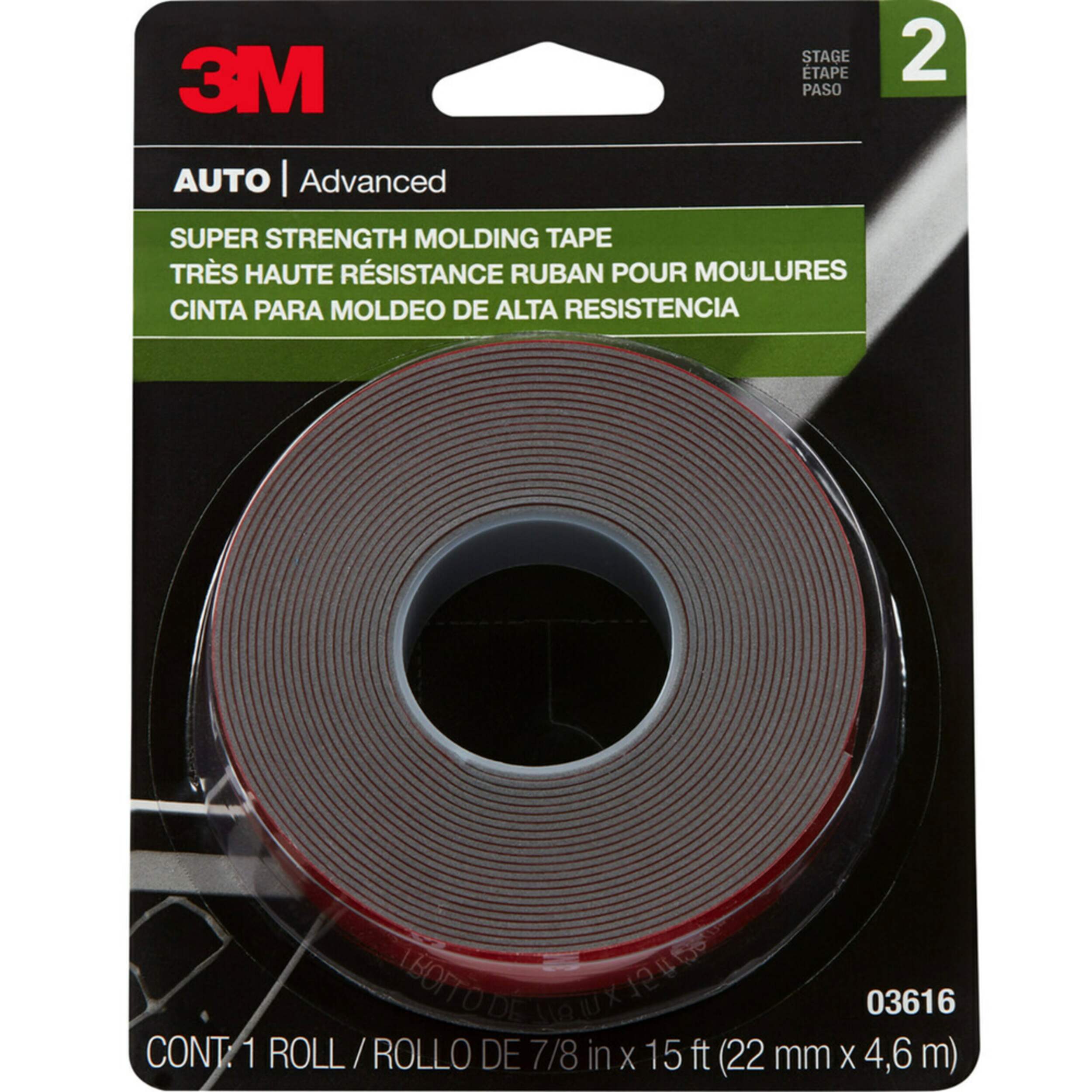 3M Automotive Super Strength Molding Tape, 22-mm x 4.5-m Front_Flat