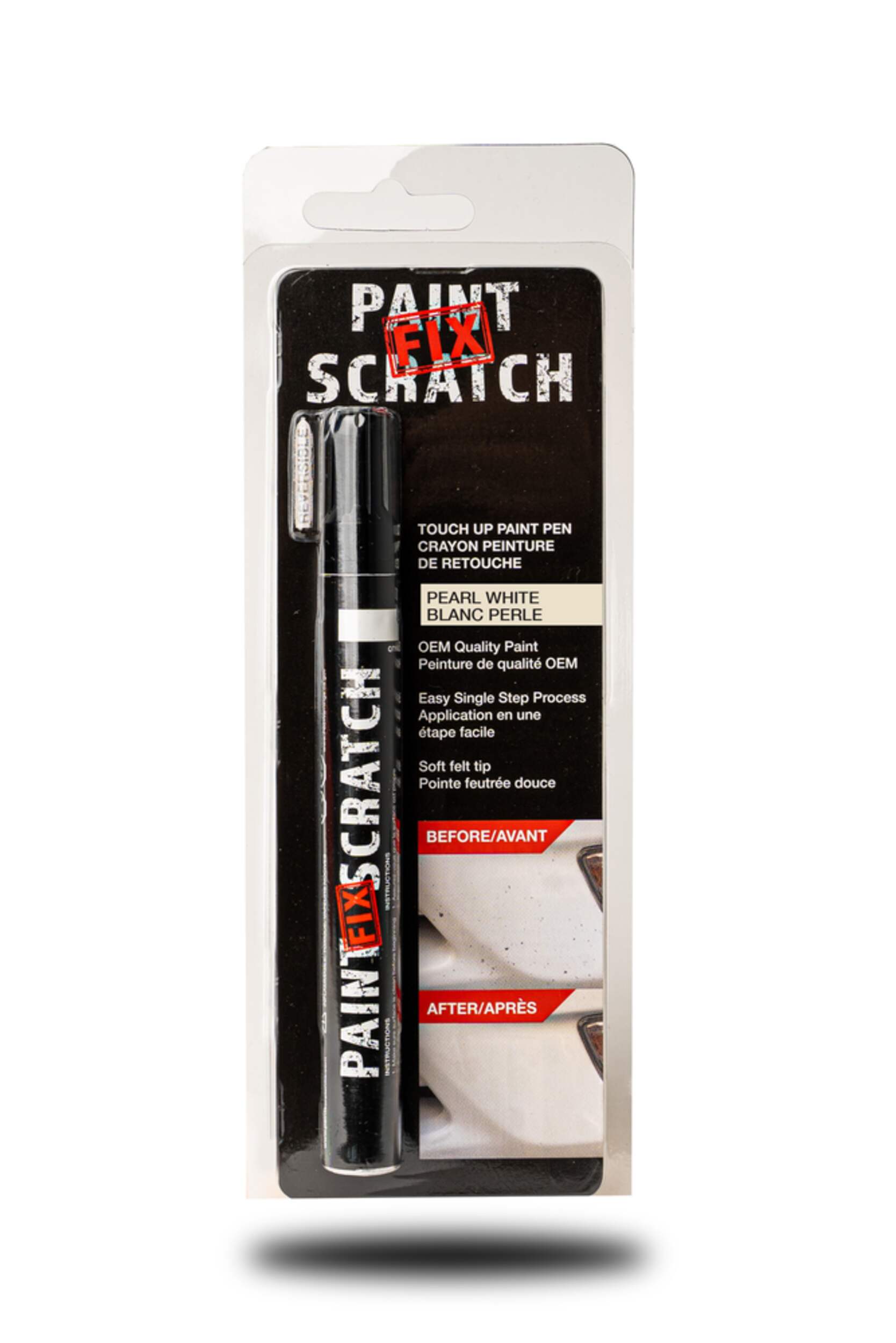 Peinture de retouche pour automobile Scratch Fix en stylo, blanc/perle Front_Flat