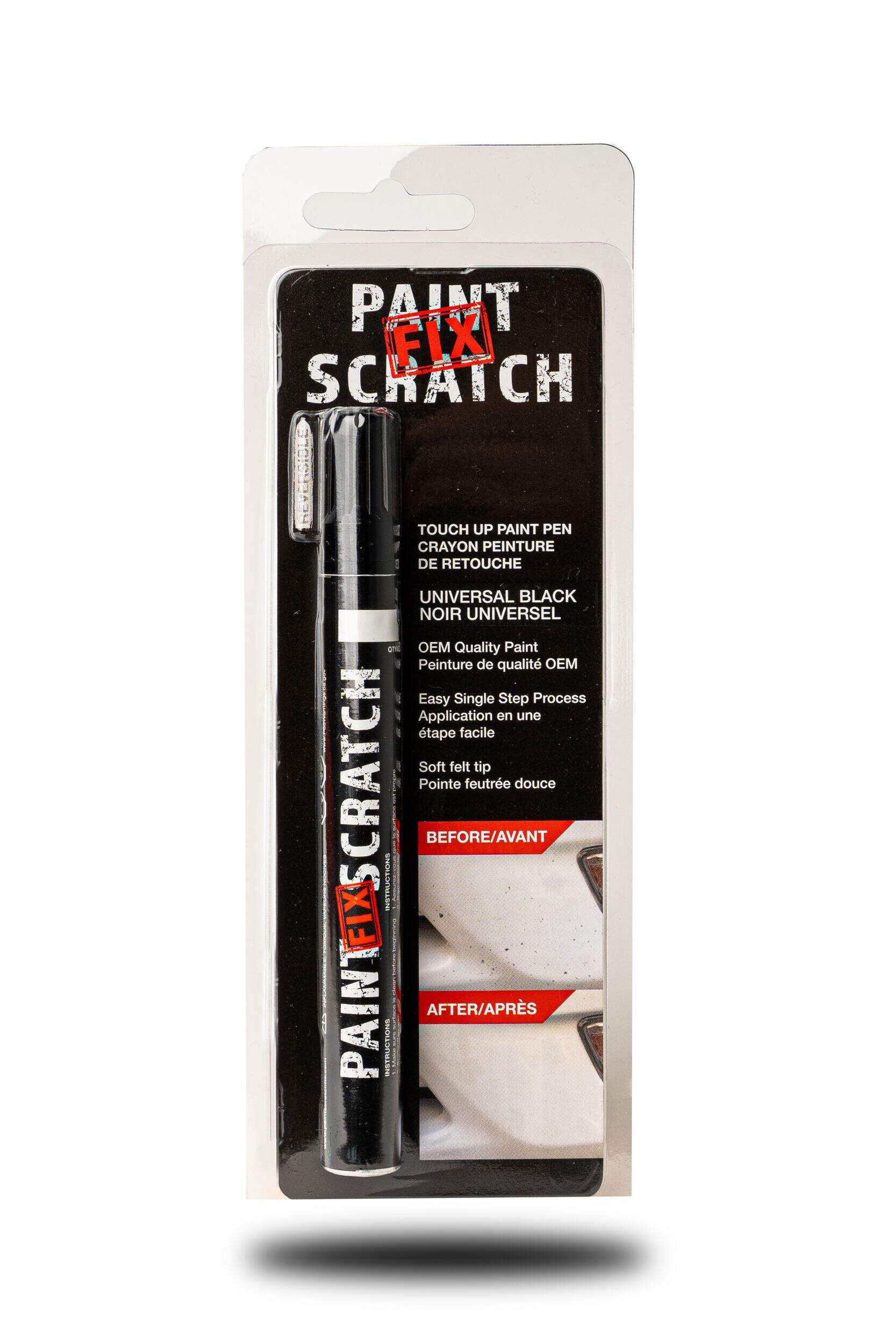 Peinture de retouche pour automobile Scratch Fix en stylo, noir/uni Front_Flat
