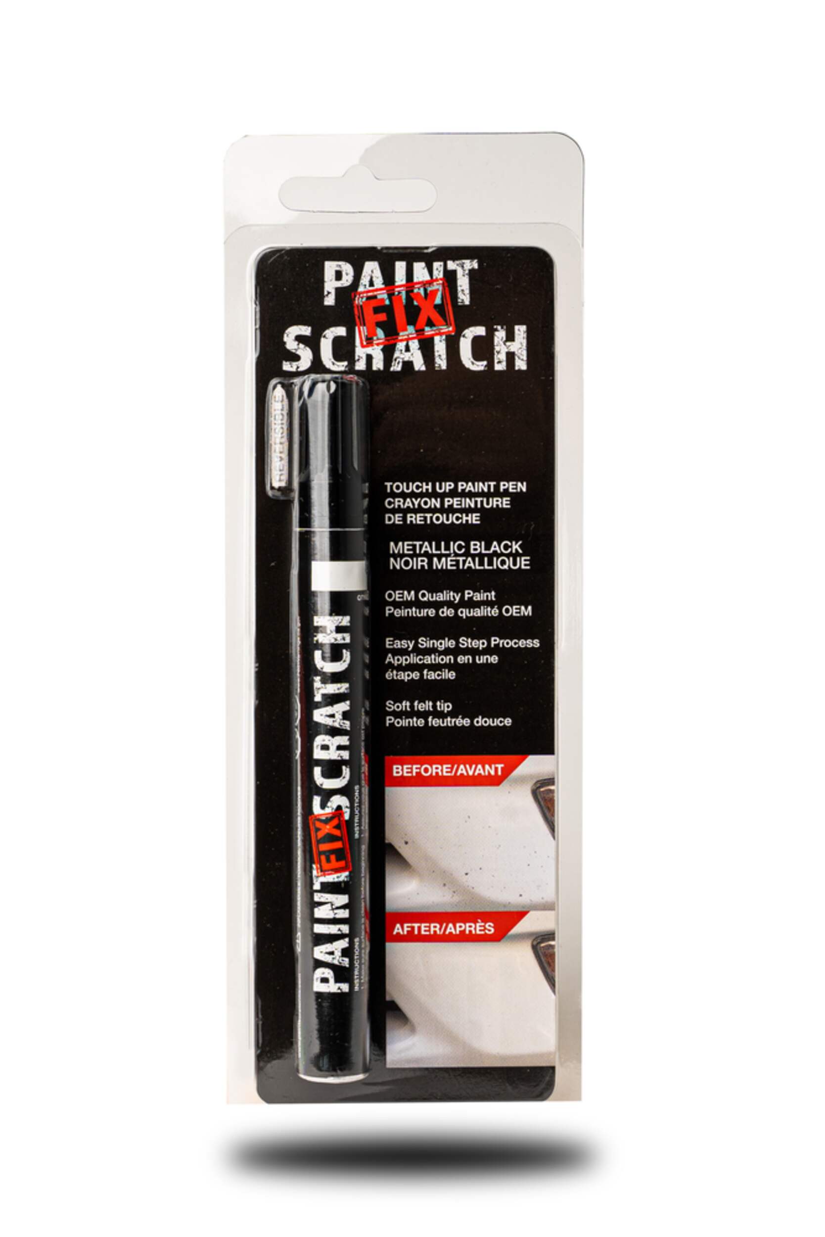 Paint Scratch Fix Automotive Touch Up Paint Pen, Black/Metallic Front_Flat