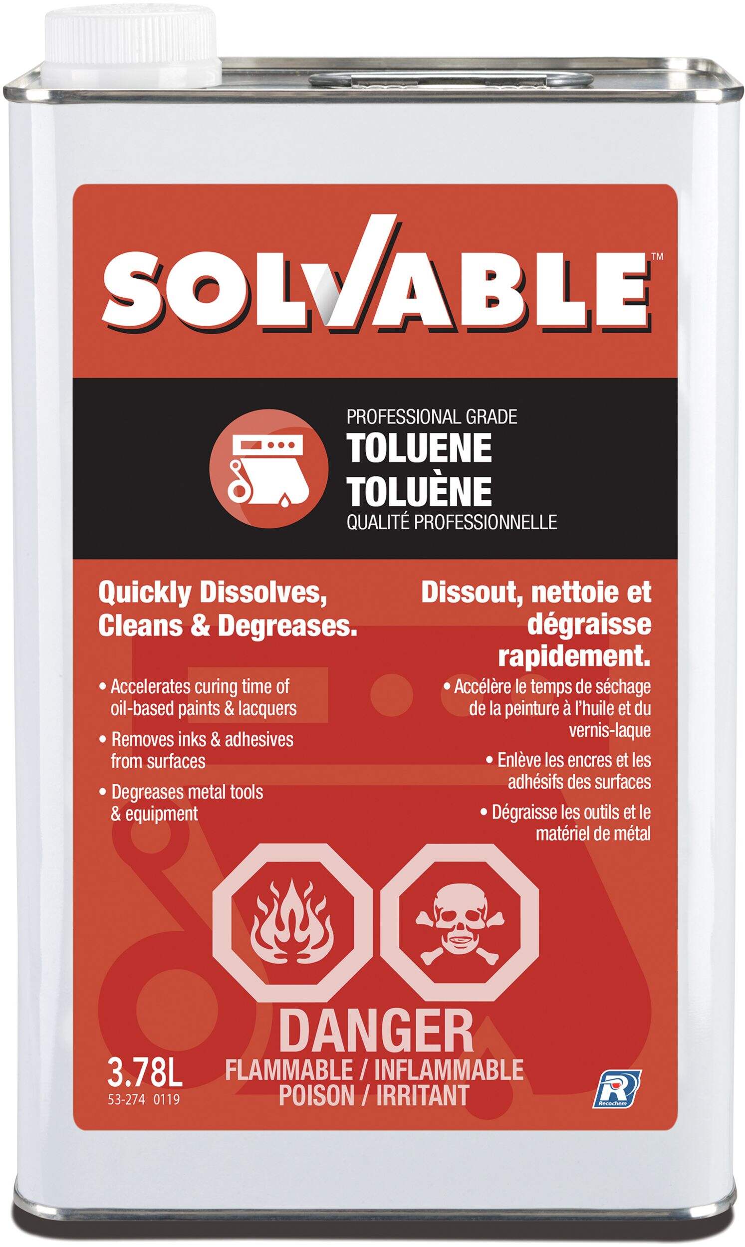 Toluène Solvable, 3,78&nbsp;L Front_Elevated