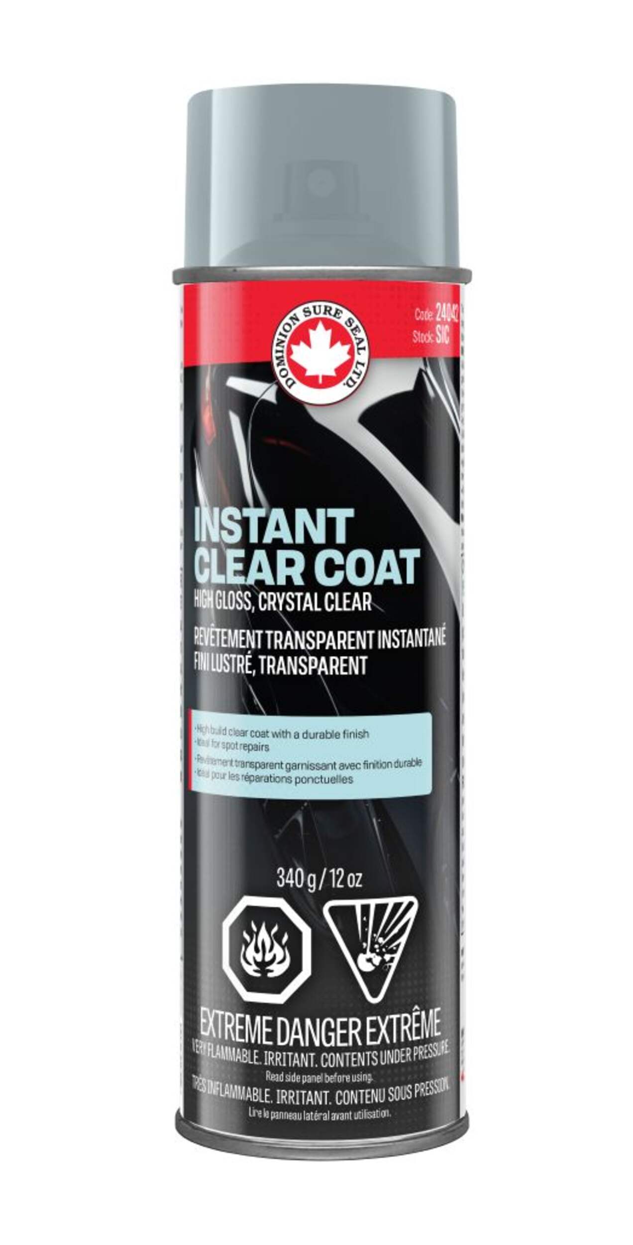 Dominion Sure Seal LTD Instant Clear Coat, Hi-Gloss Finish, 340-g, Aerosol Front_Flat