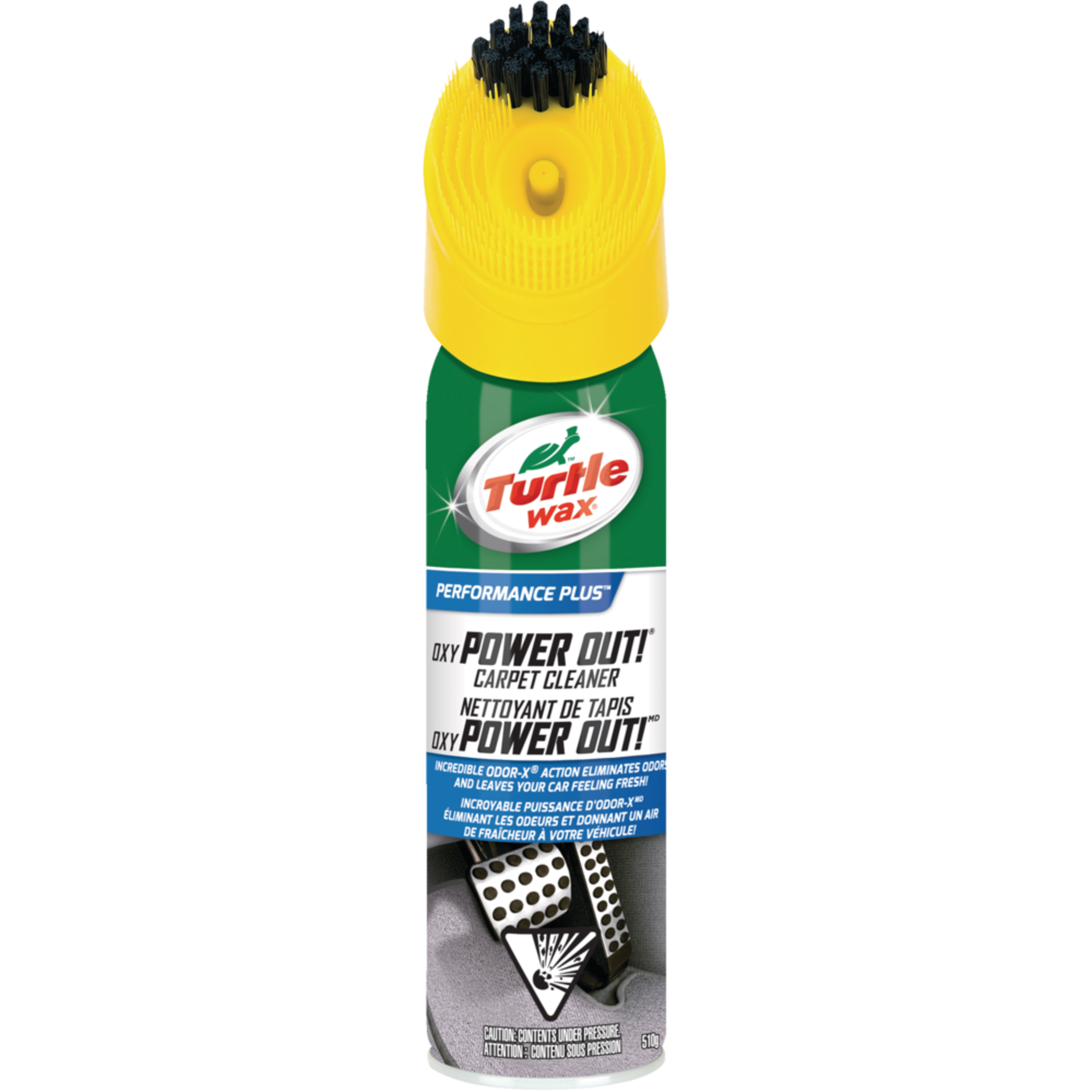 Turtle Wax Power Out! Carpet & Mats Heavy Duty Cleaner with Odor Eliminator + OXI Powered, 510-g Front_Flat