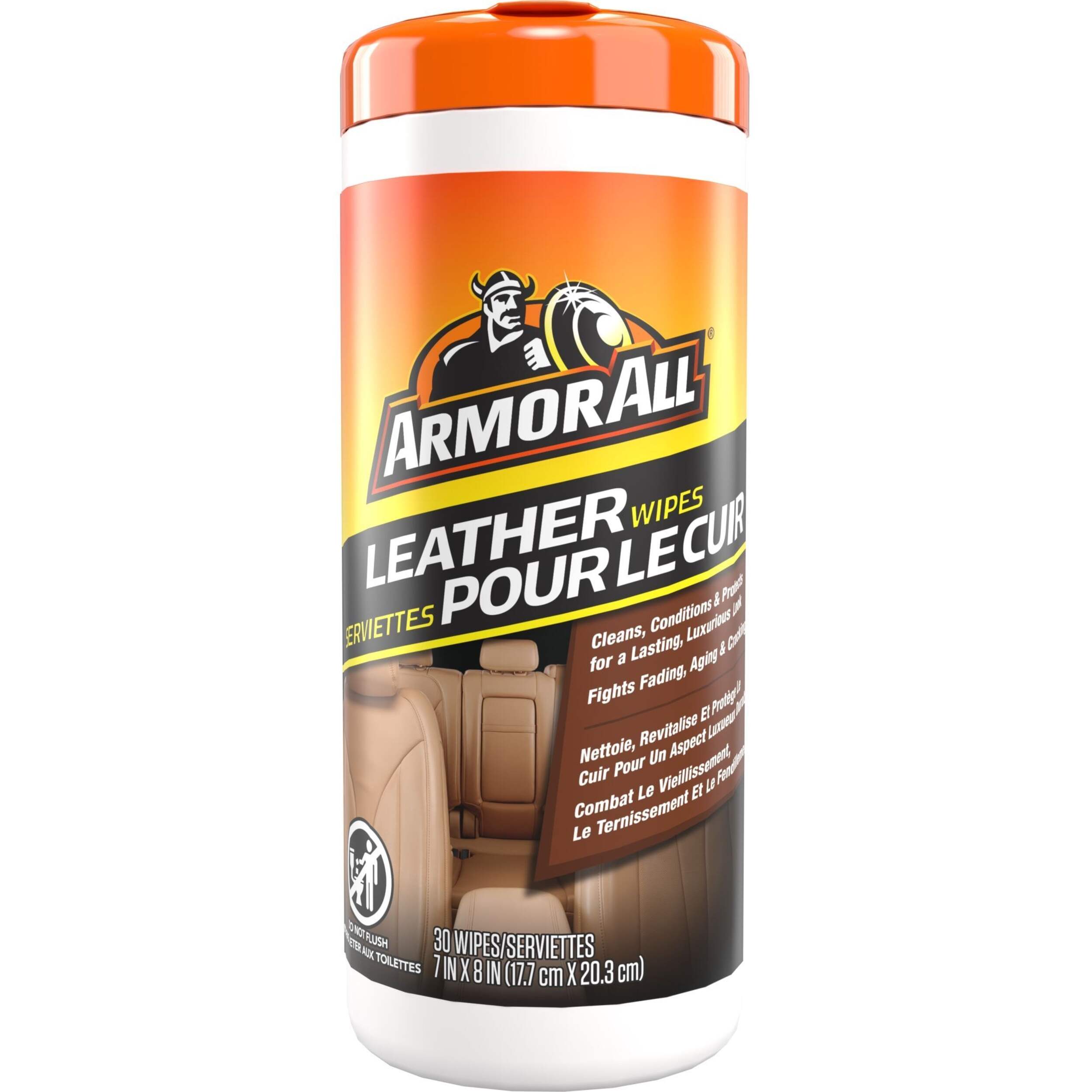 Armor All Car Leather Cleaner, Conditioner, & Leather Wipes, 30-pk Front_Flat
