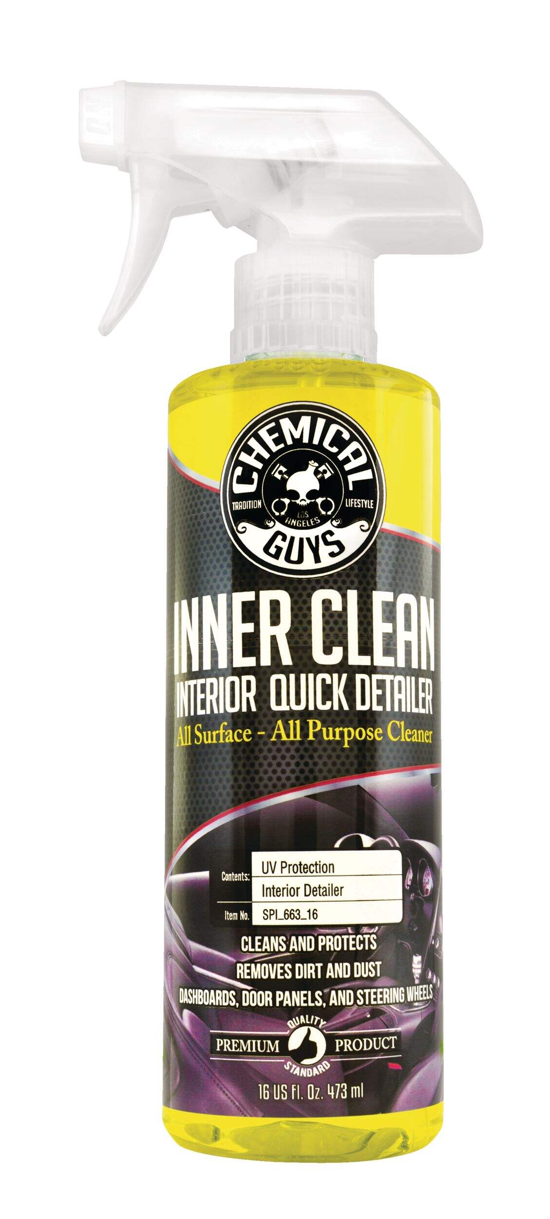 Chemical Guys Inner-Clean All-Surface Car Interior Quick Detailer Spray, 437-mL Front_Flat