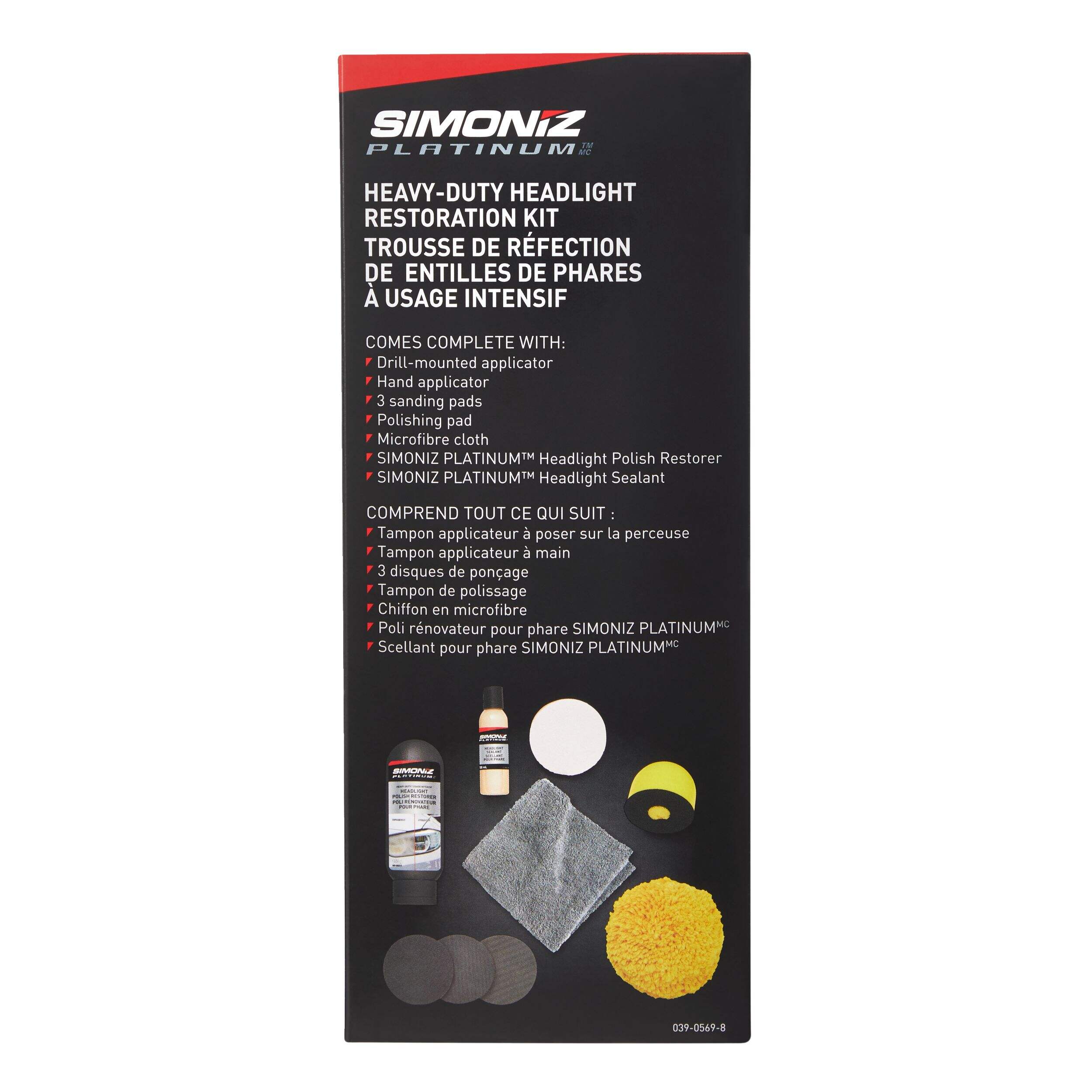 SIMONIZ Platinum HeavyDuty Car Headlight Restoration Kit, 9pc