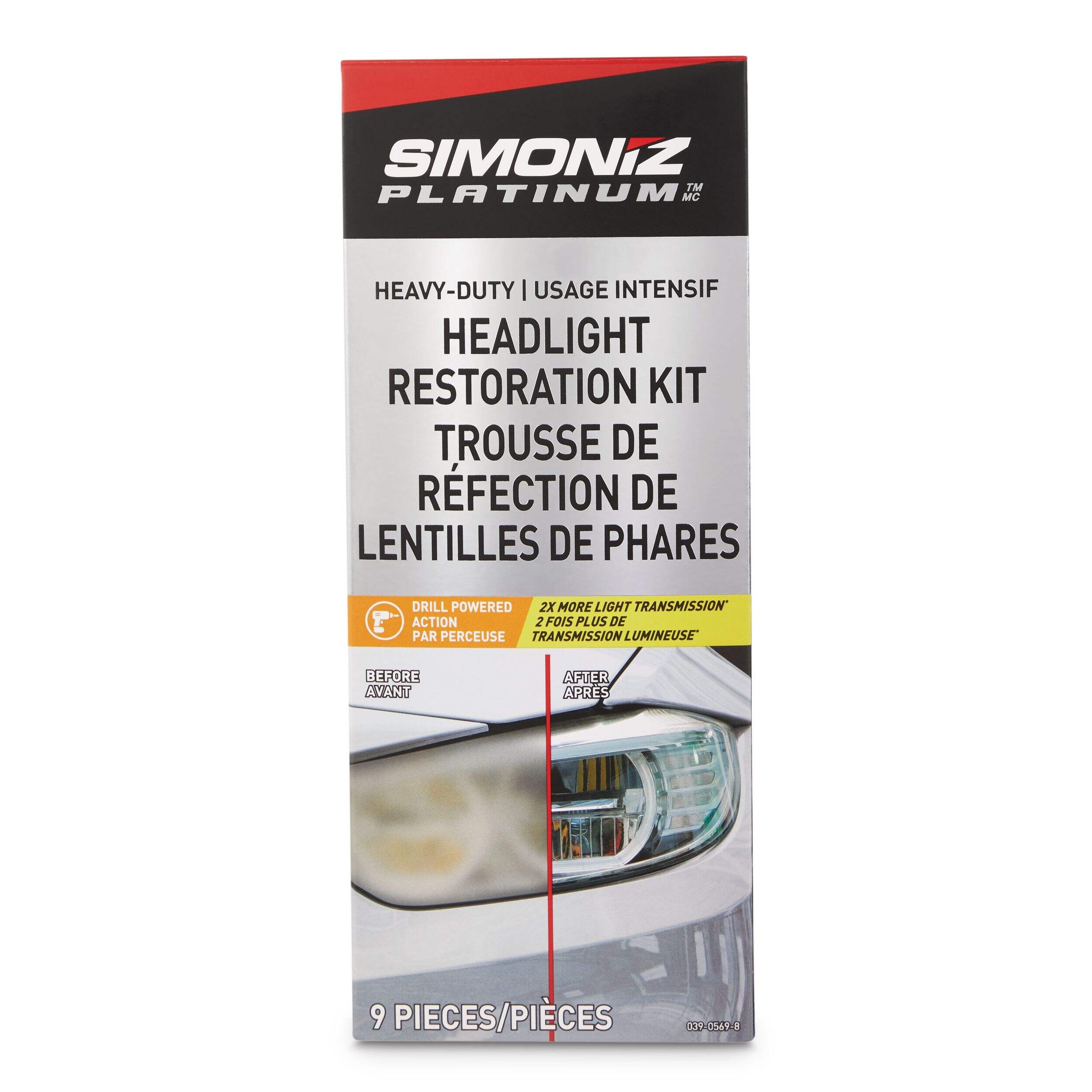 SIMONIZ Platinum Heavy-Duty Car Headlight Restoration Kit, 9-pc Front_Flat