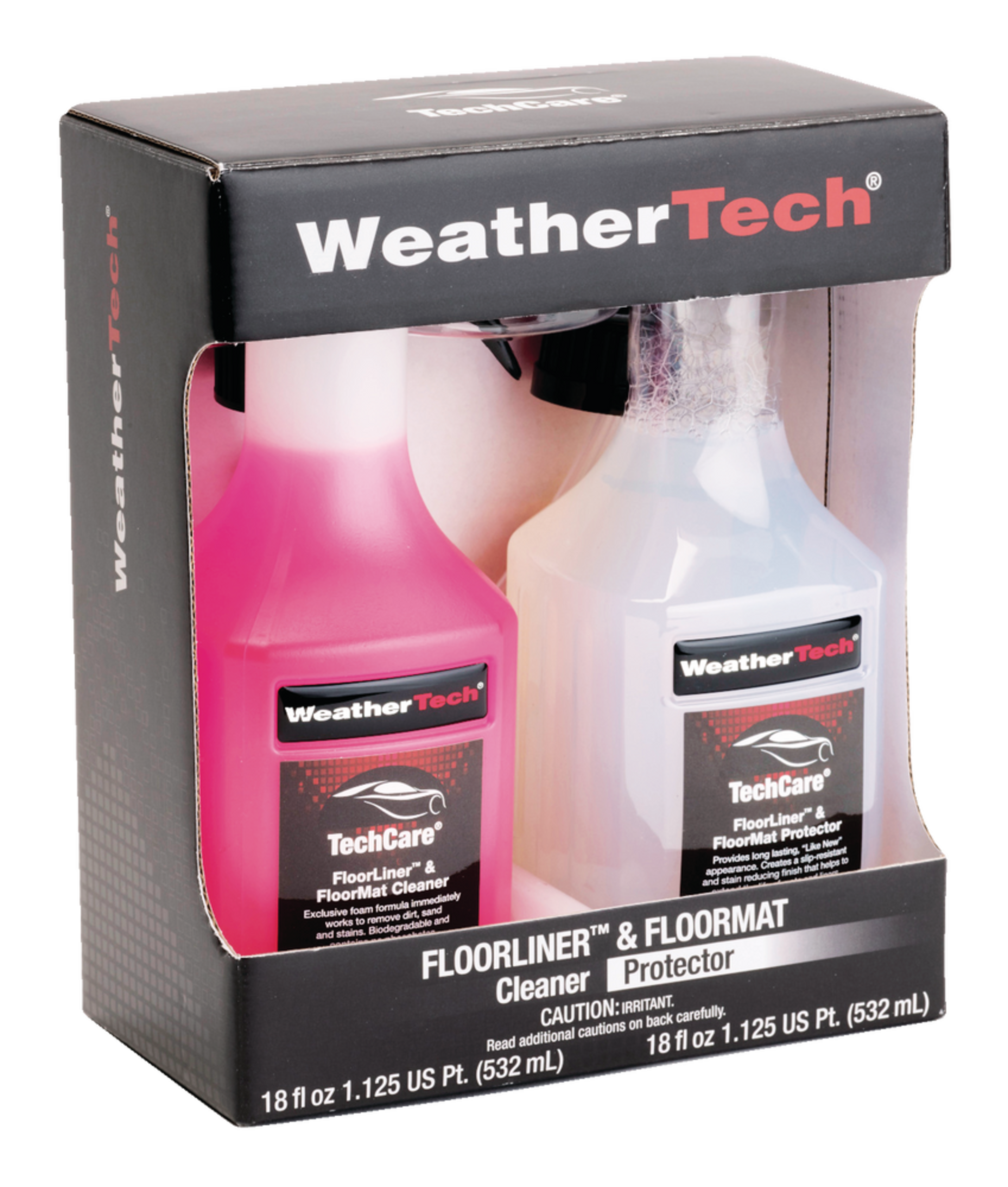 WeatherTech TechCare Car Floor Liner & Floor Mat Cleaner & Protector, 2-pc, 2 x 532-mL Front_Angled_Right