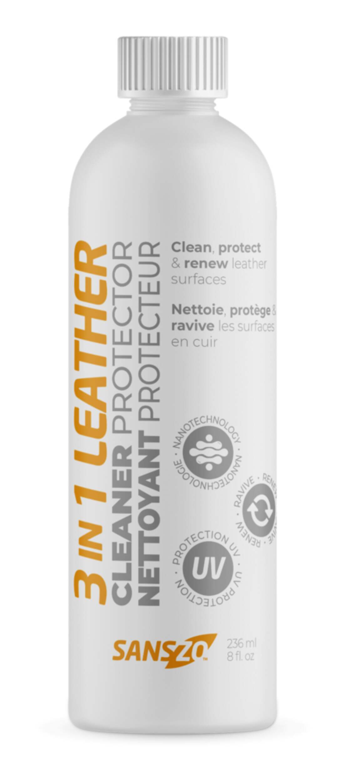 Sans-Zo 3-in-1 Car Leather Cleaner, Conditioner & Protectant Wipes, 236-mL Front_Flat