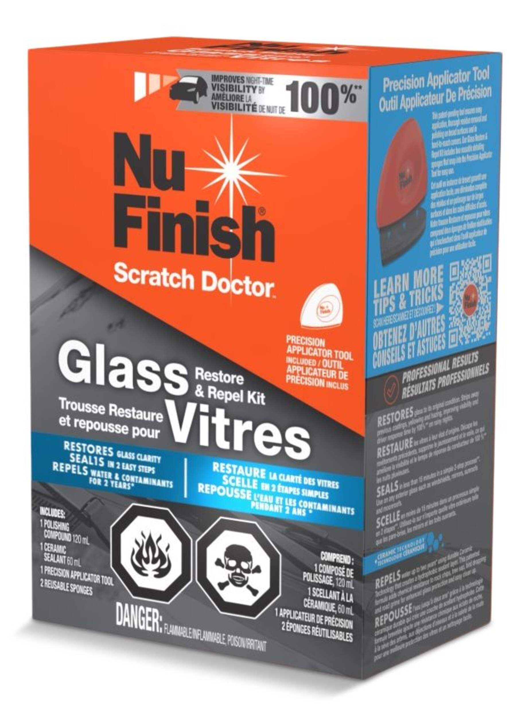 Nu Finish Repair & Repel Windshield Kit, Long-lasting Formula Front_Three_Fourths_Angled_Left