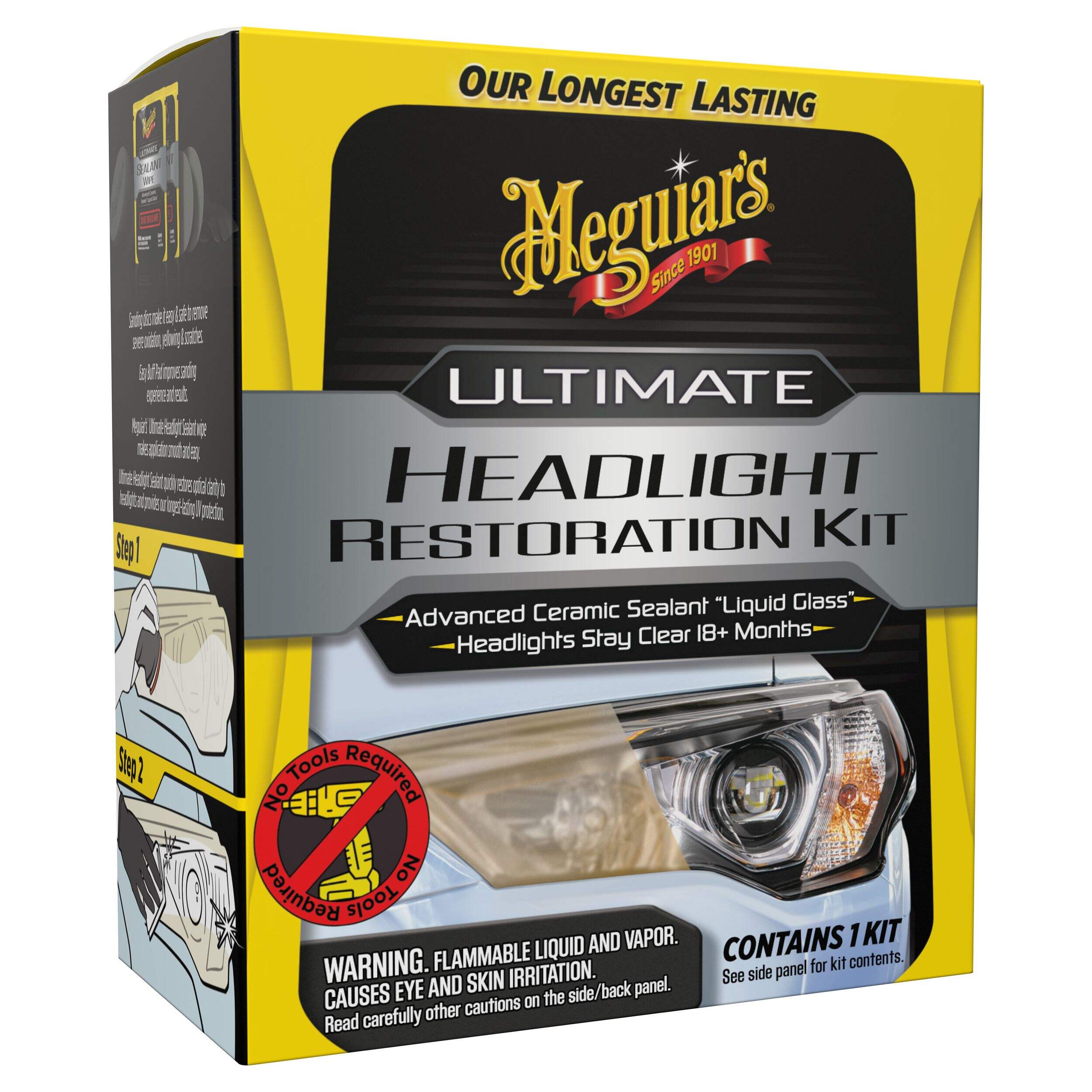 Meguiar’s® Ultimate Headlight Restoration Kit, Unscented Front_Three_Fourths_Angled_Right