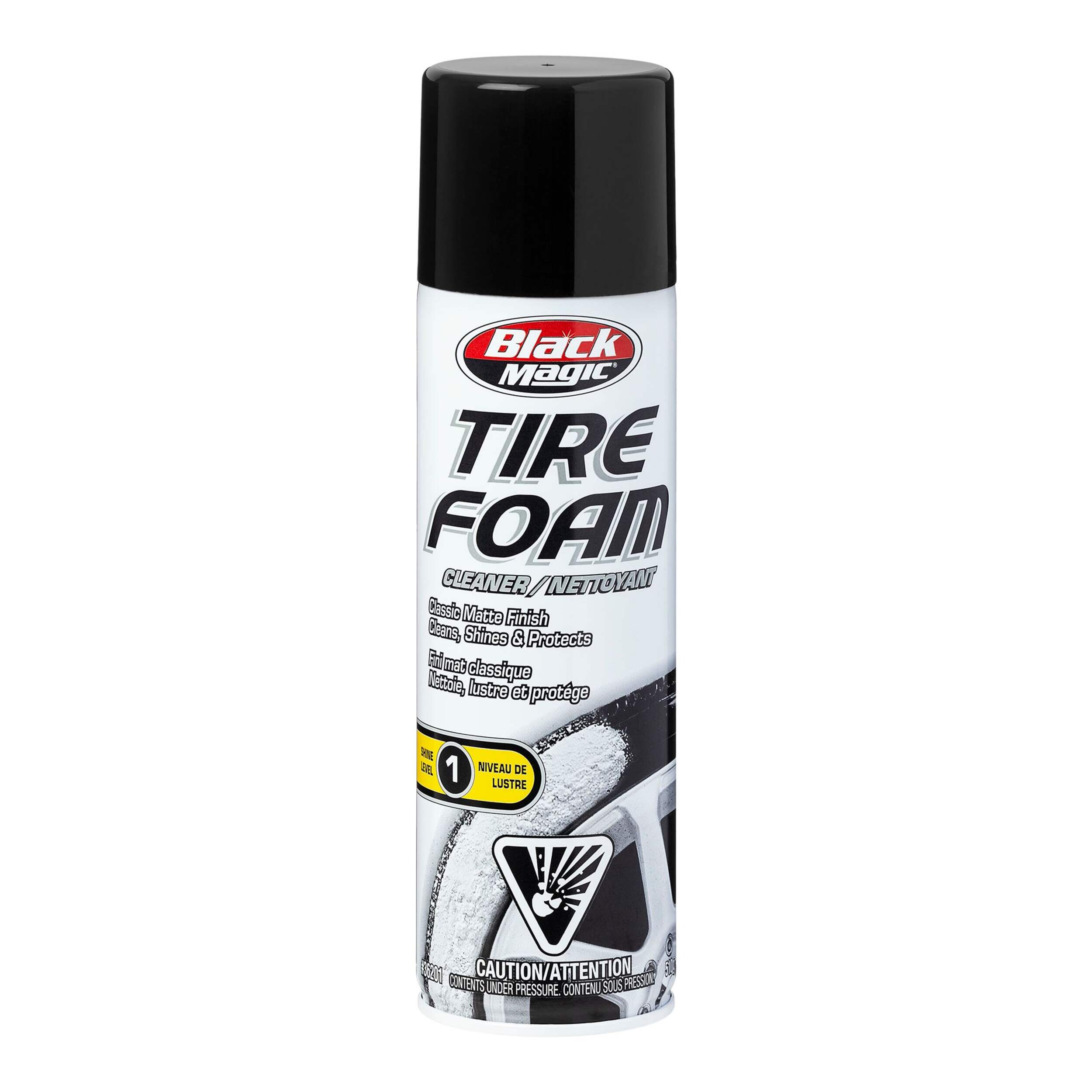 Black Magic Tire Foam Cleaner, Shine Level 1, Aerosol Can Front_Elevated
