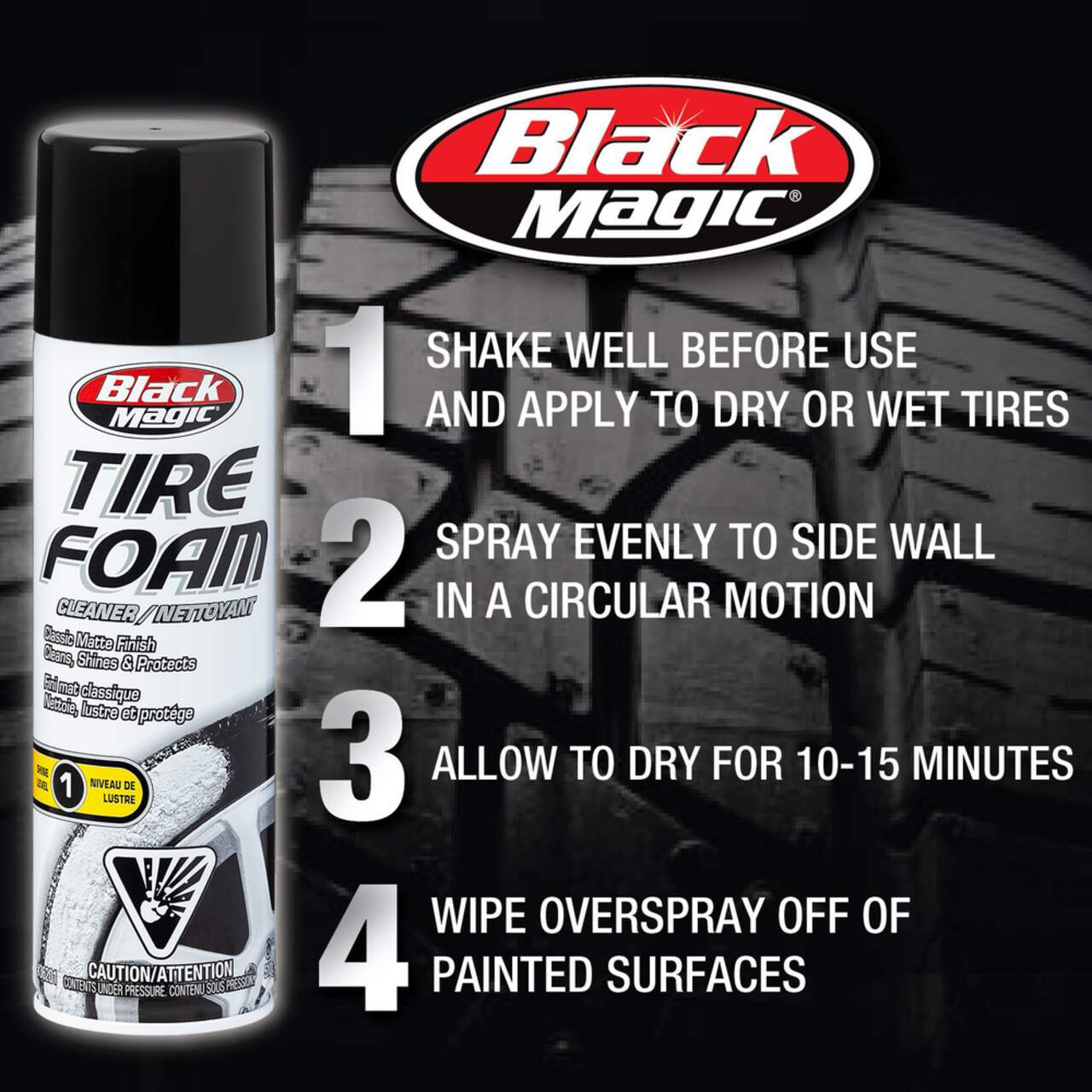 Black Magic Foam #1 Car Tire Cleaner Spray, 510-g
