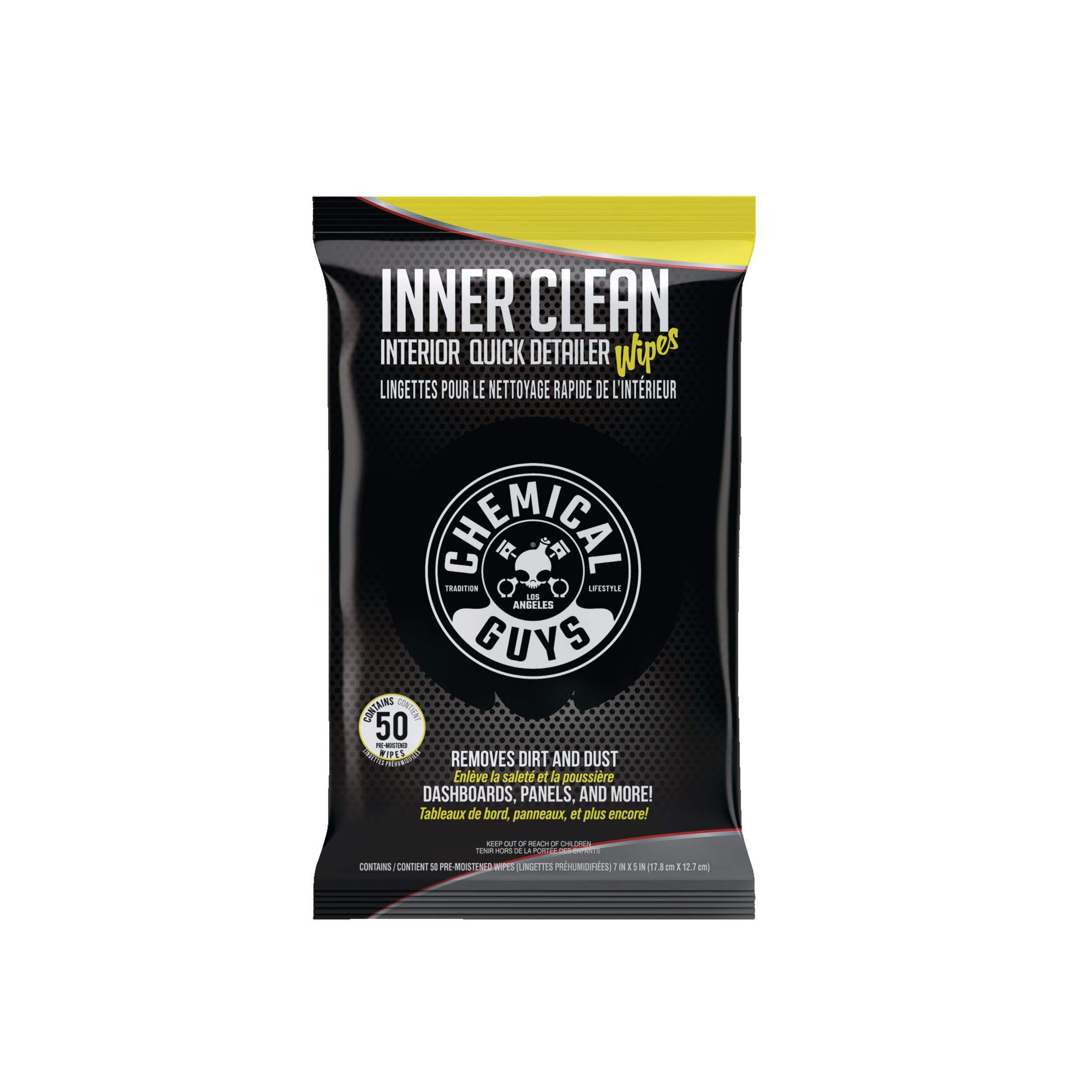 Chemical Guys InnerClean Interior Quick Detailer & Protectant Wipes, 50-Pack Front_Flat